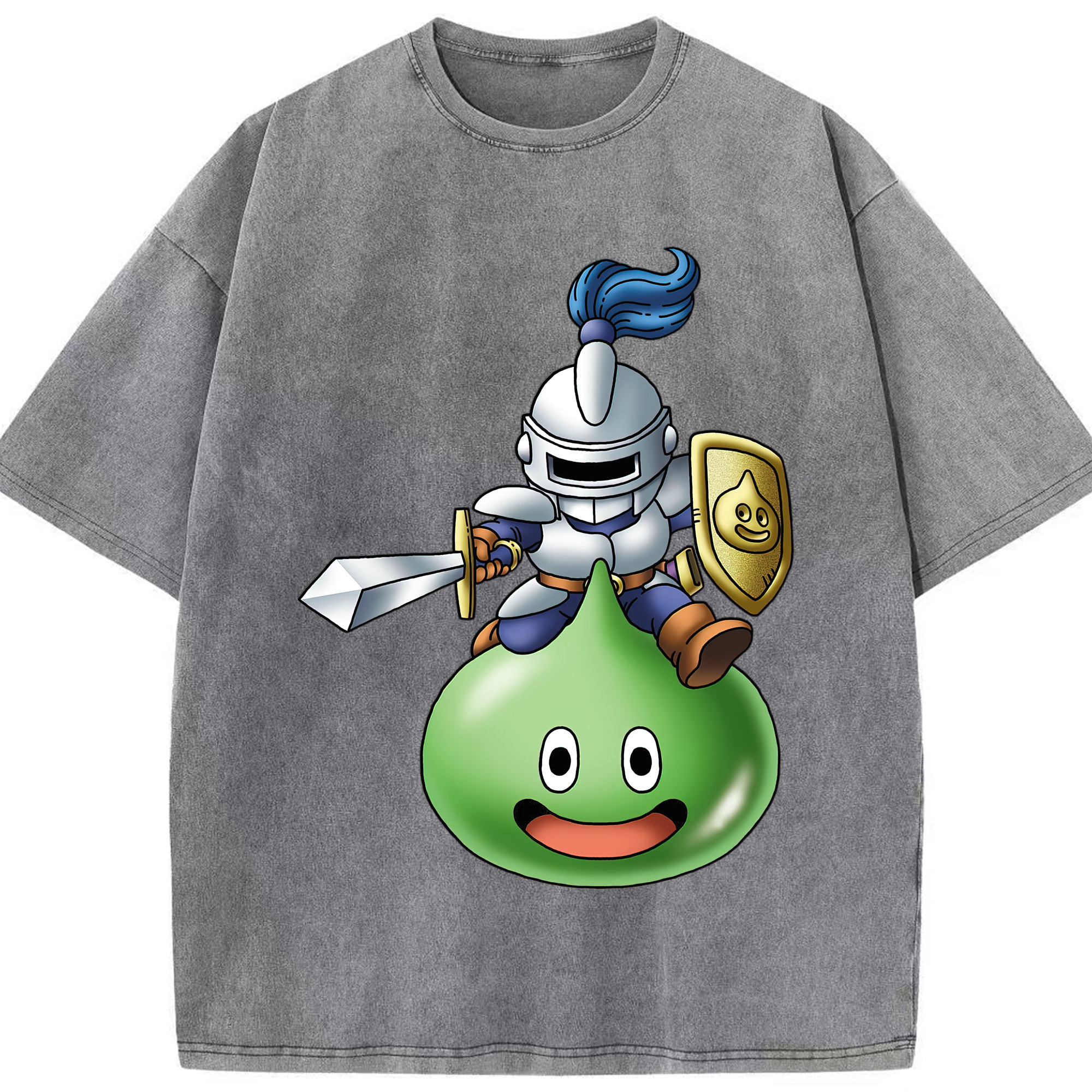 （画像用） ドラゴンクエスト Doragon Kuesuto Dragon Quest 綿100% ヴィンテージ風 半袖Tシャツ（フロントプリント）