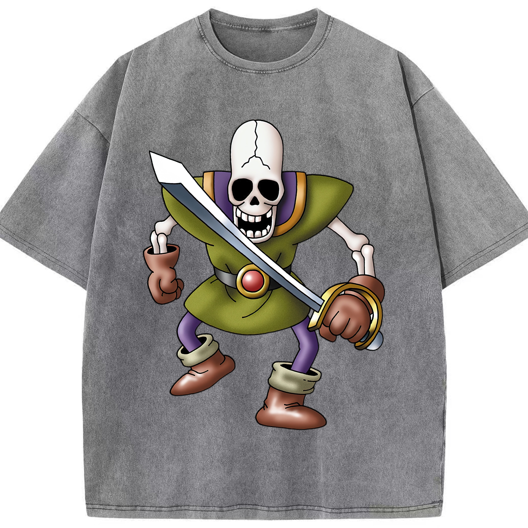 （画像用） ドラゴンクエスト Doragon Kuesuto Dragon Quest 綿100% ヴィンテージ風 半袖Tシャツ（フロントプリント）
