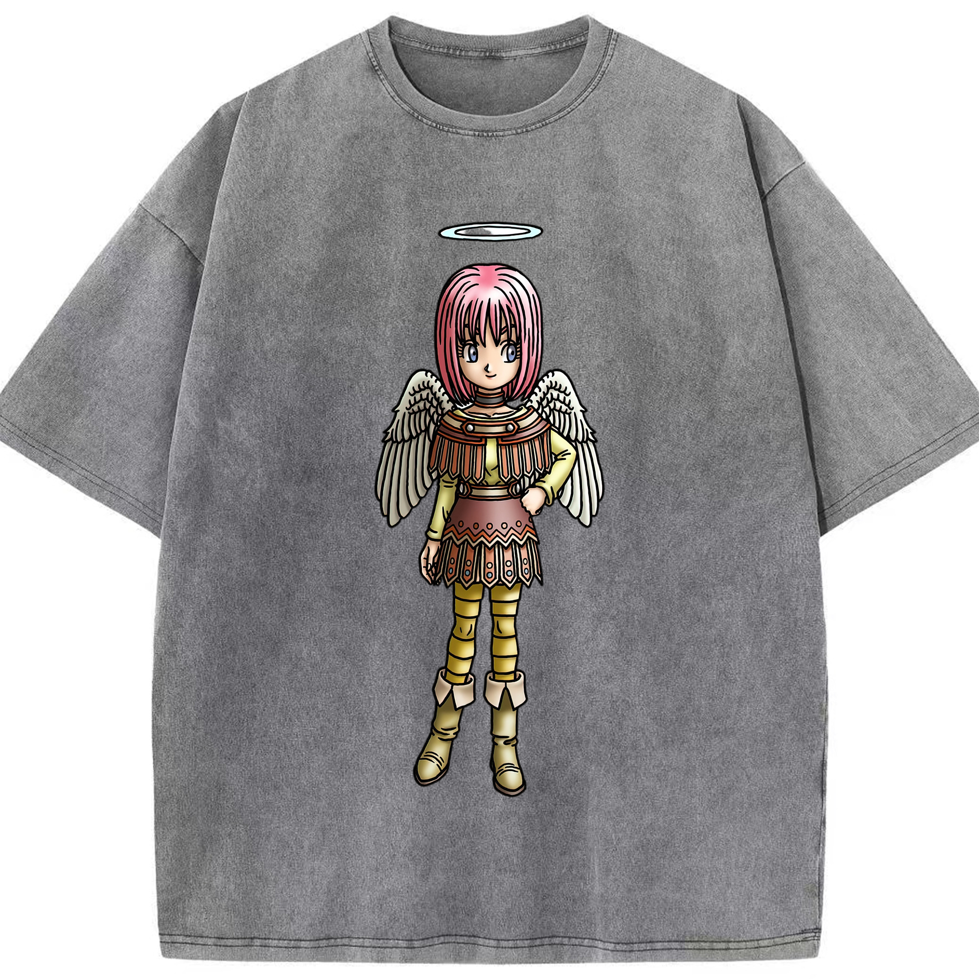 （画像用） ドラゴンクエスト Doragon Kuesuto Dragon Quest 綿100% ヴィンテージ風 半袖Tシャツ（フロントプリント）
