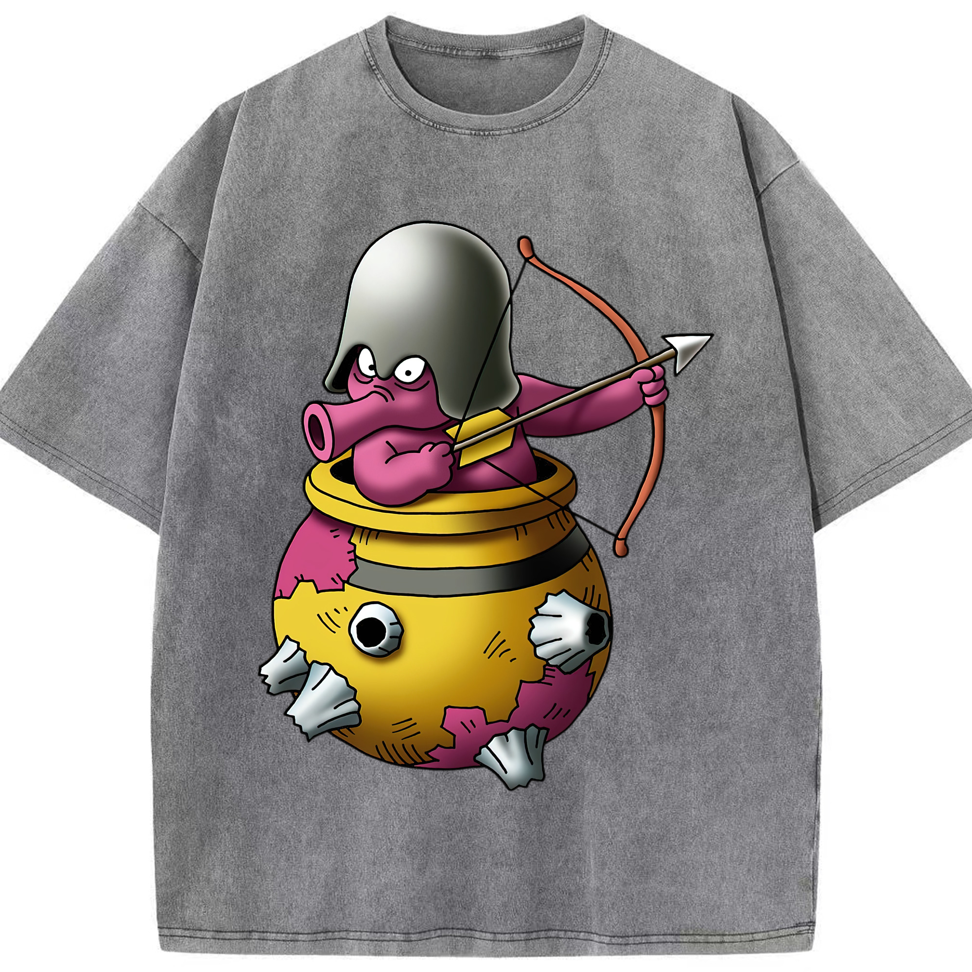 （画像用） ドラゴンクエスト Doragon Kuesuto Dragon Quest 綿100% ヴィンテージ風 半袖Tシャツ（フロントプリント）