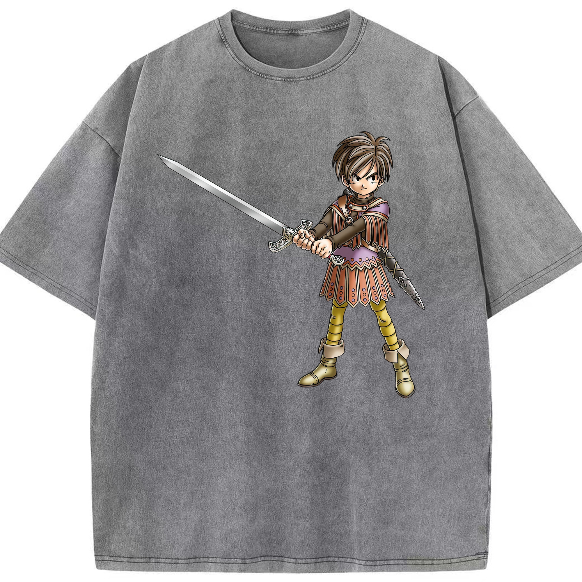 （画像用） ドラゴンクエスト Doragon Kuesuto Dragon Quest 綿100% ヴィンテージ風 半袖Tシャツ（フロントプリント）