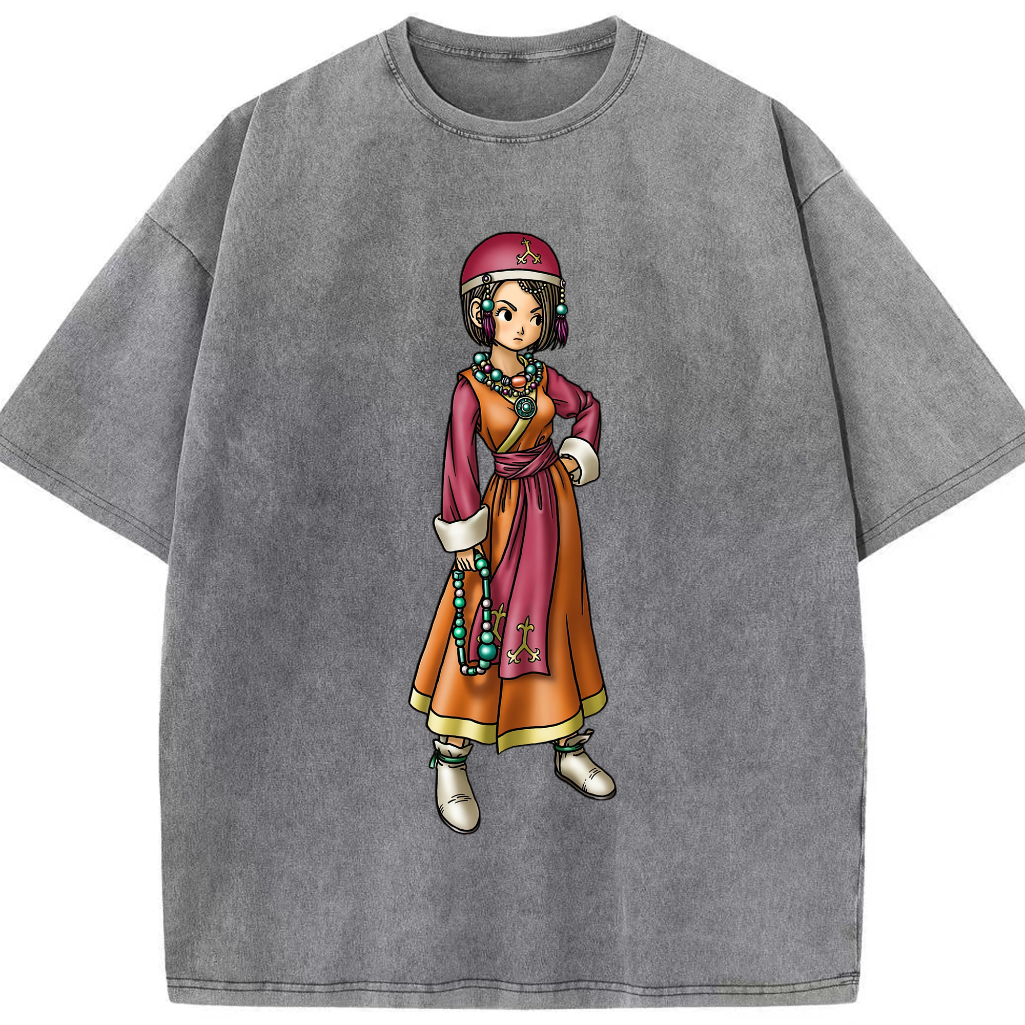 （画像用） ドラゴンクエスト Doragon Kuesuto Dragon Quest 綿100% ヴィンテージ風 半袖Tシャツ（フロントプリント）