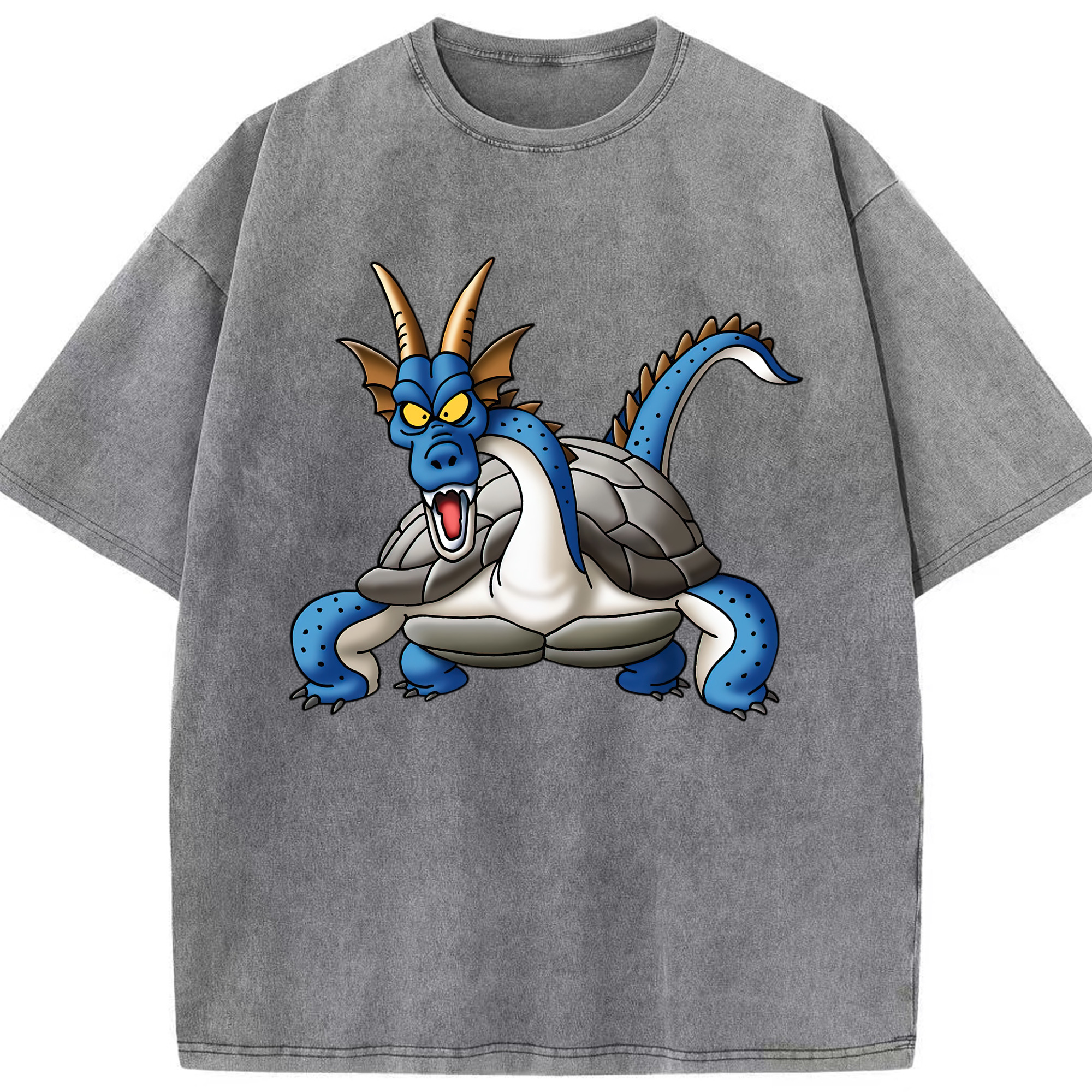 （画像用） ドラゴンクエスト Doragon Kuesuto Dragon Quest 綿100% ヴィンテージ風 半袖Tシャツ（フロントプリント）