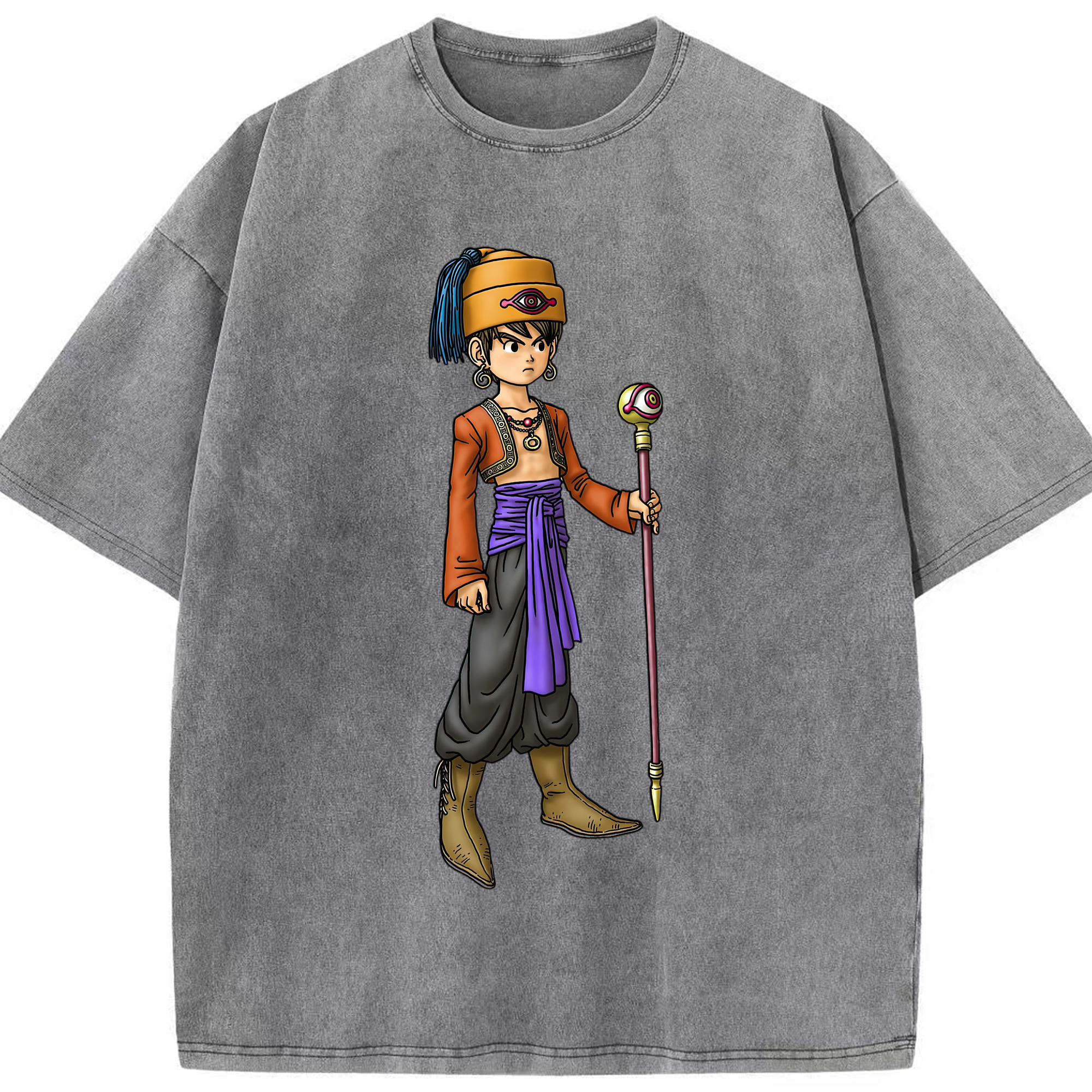 （画像用） ドラゴンクエスト Doragon Kuesuto Dragon Quest 綿100% ヴィンテージ風 半袖Tシャツ（フロントプリント）