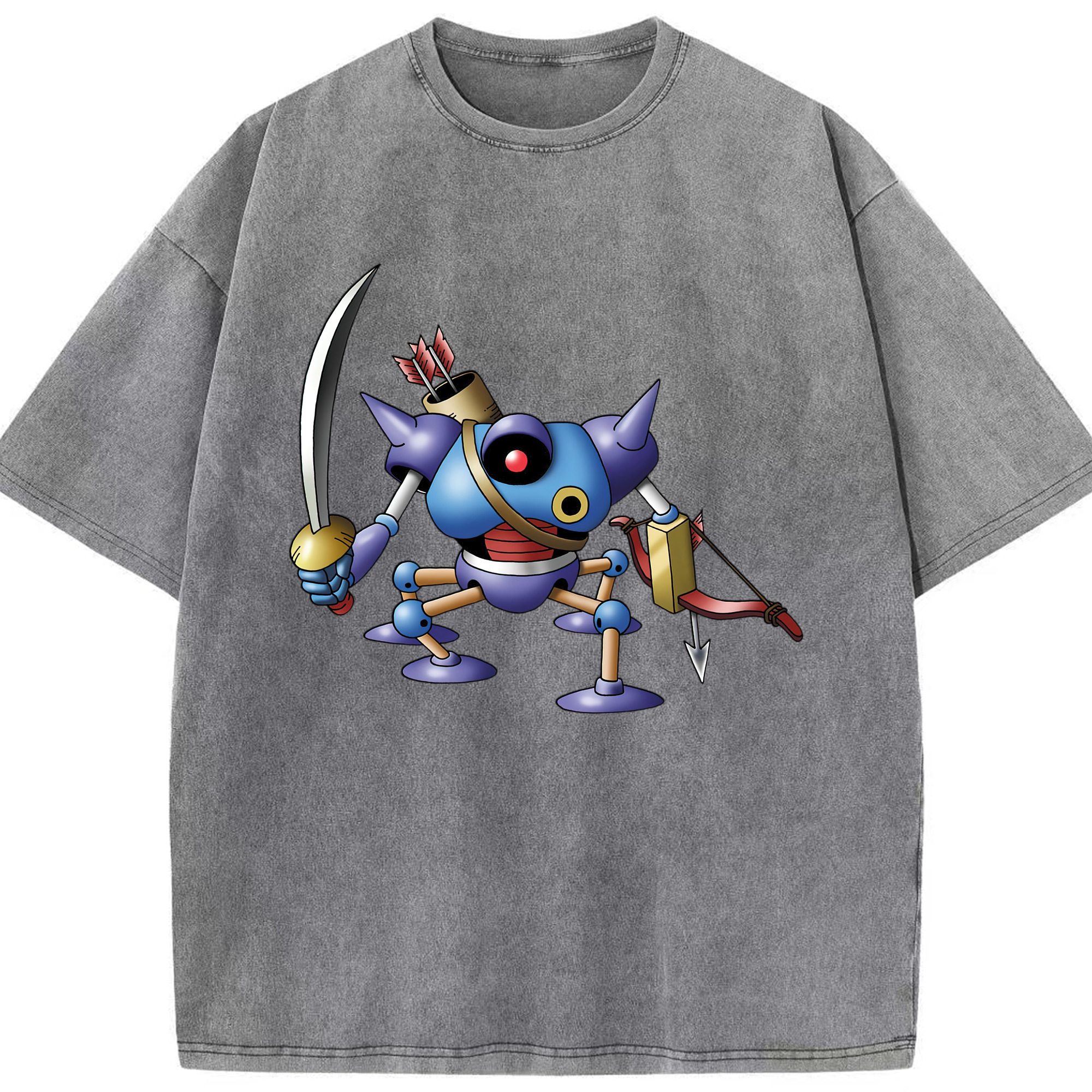 （画像用） ドラゴンクエスト Doragon Kuesuto Dragon Quest 綿100% ヴィンテージ風 半袖Tシャツ（フロントプリント）