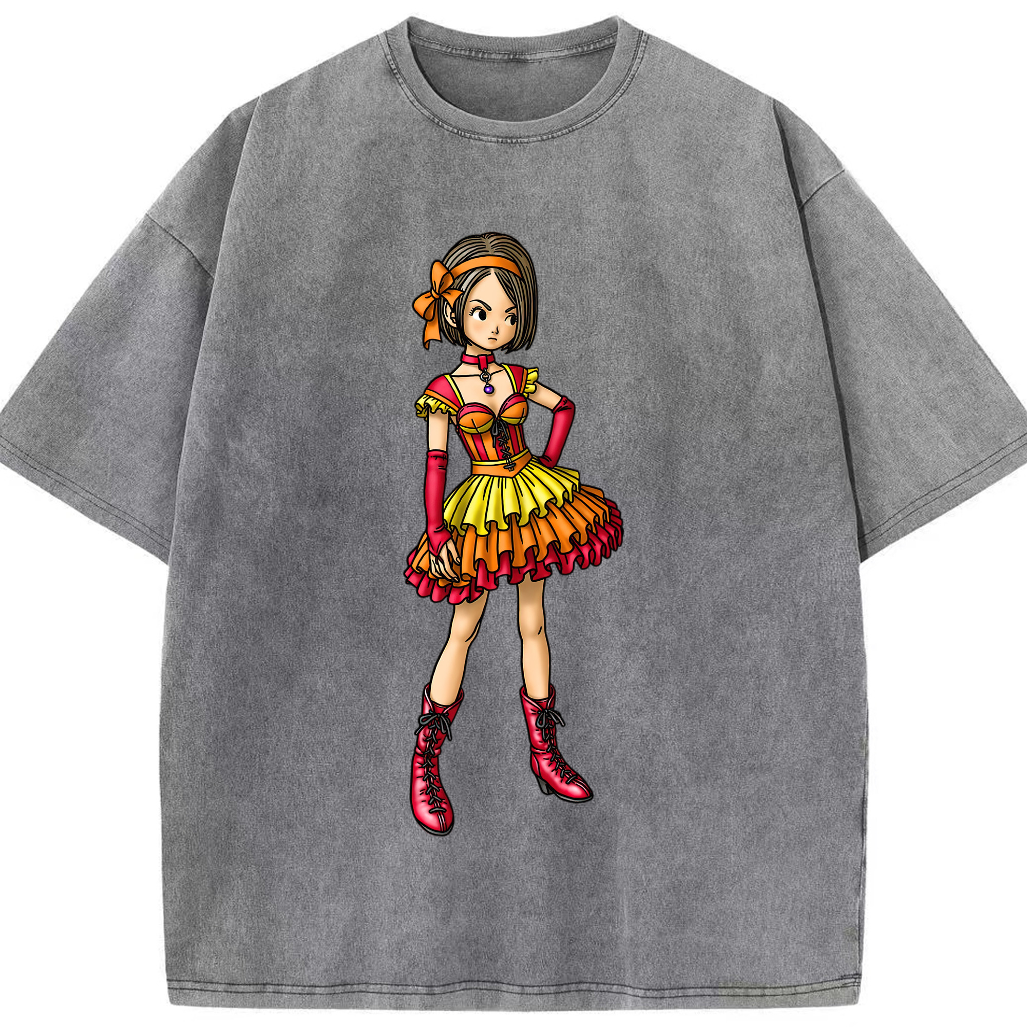 （画像用） ドラゴンクエスト Doragon Kuesuto Dragon Quest 綿100% ヴィンテージ風 半袖Tシャツ（フロントプリント）