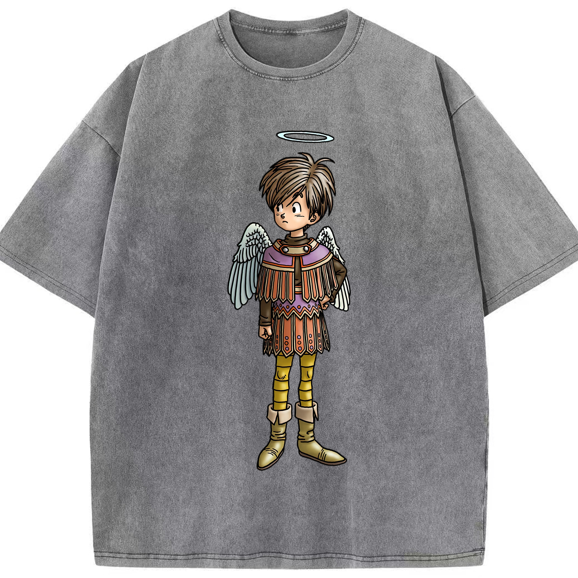 （画像用） ドラゴンクエスト Doragon Kuesuto Dragon Quest 綿100% ヴィンテージ風 半袖Tシャツ（フロントプリント）
