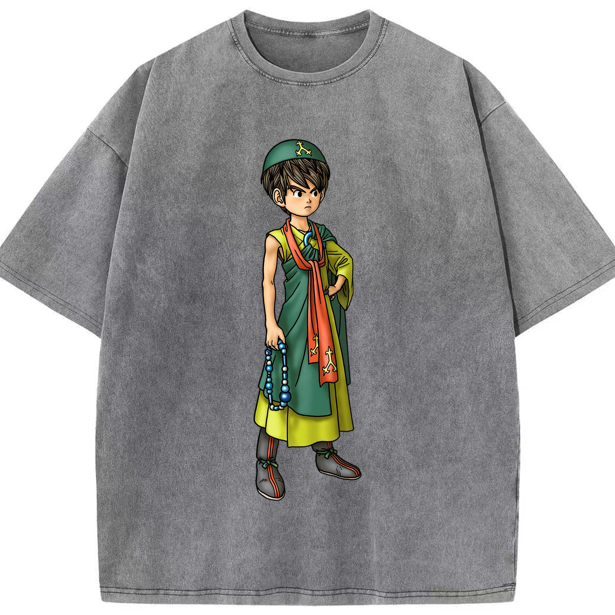 （画像用） ドラゴンクエスト Doragon Kuesuto Dragon Quest 綿100% ヴィンテージ風 半袖Tシャツ（フロントプリント）