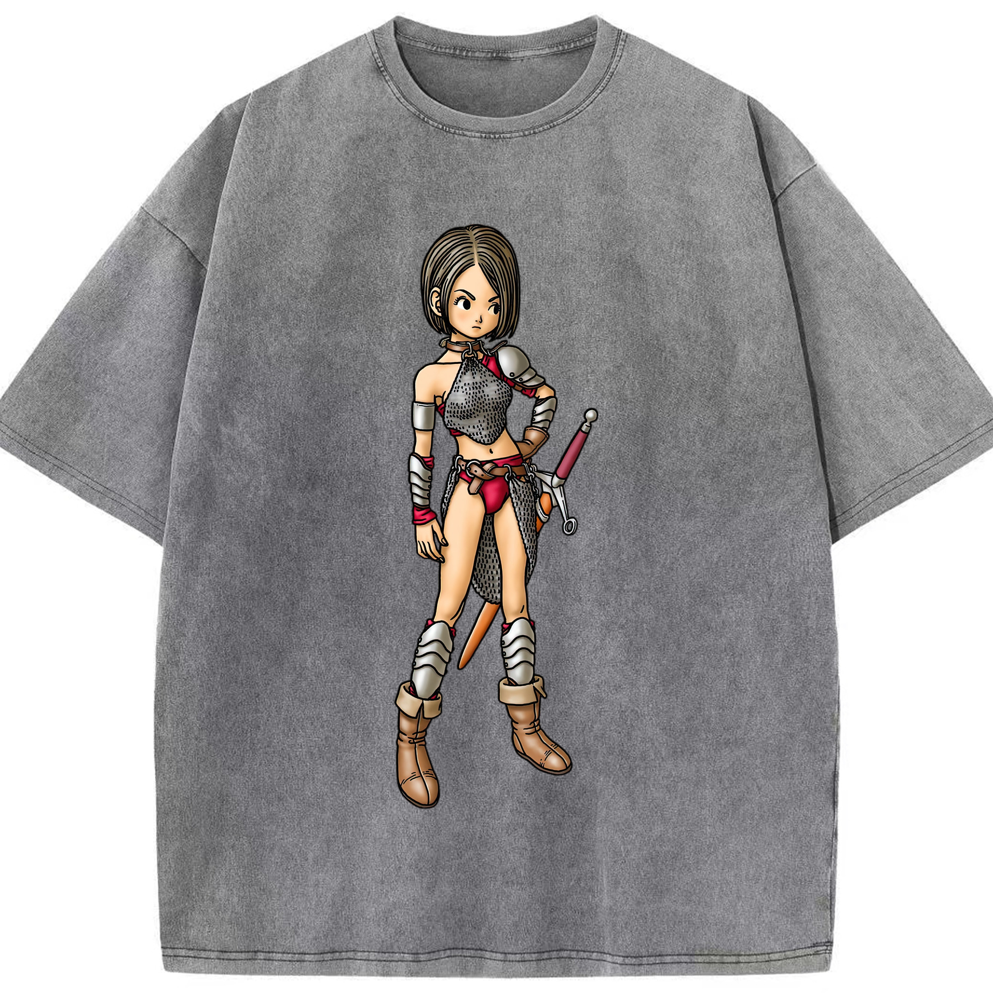 （画像用） ドラゴンクエスト Doragon Kuesuto Dragon Quest 綿100% ヴィンテージ風 半袖Tシャツ（フロントプリント）