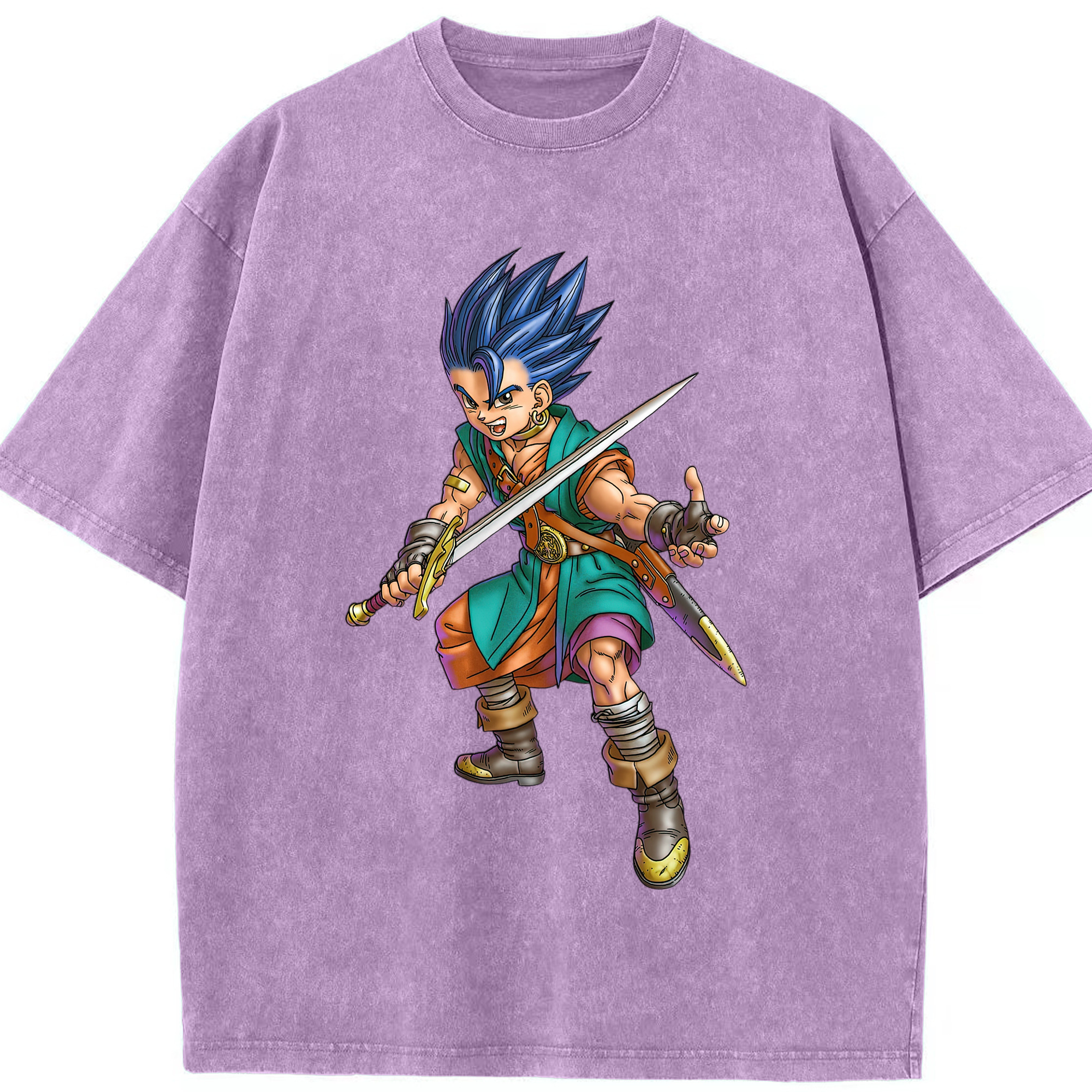 （画像用） ドラゴンクエスト Doragon Kuesuto Dragon Quest 綿100% ヴィンテージ風 半袖Tシャツ（フロントプリント）