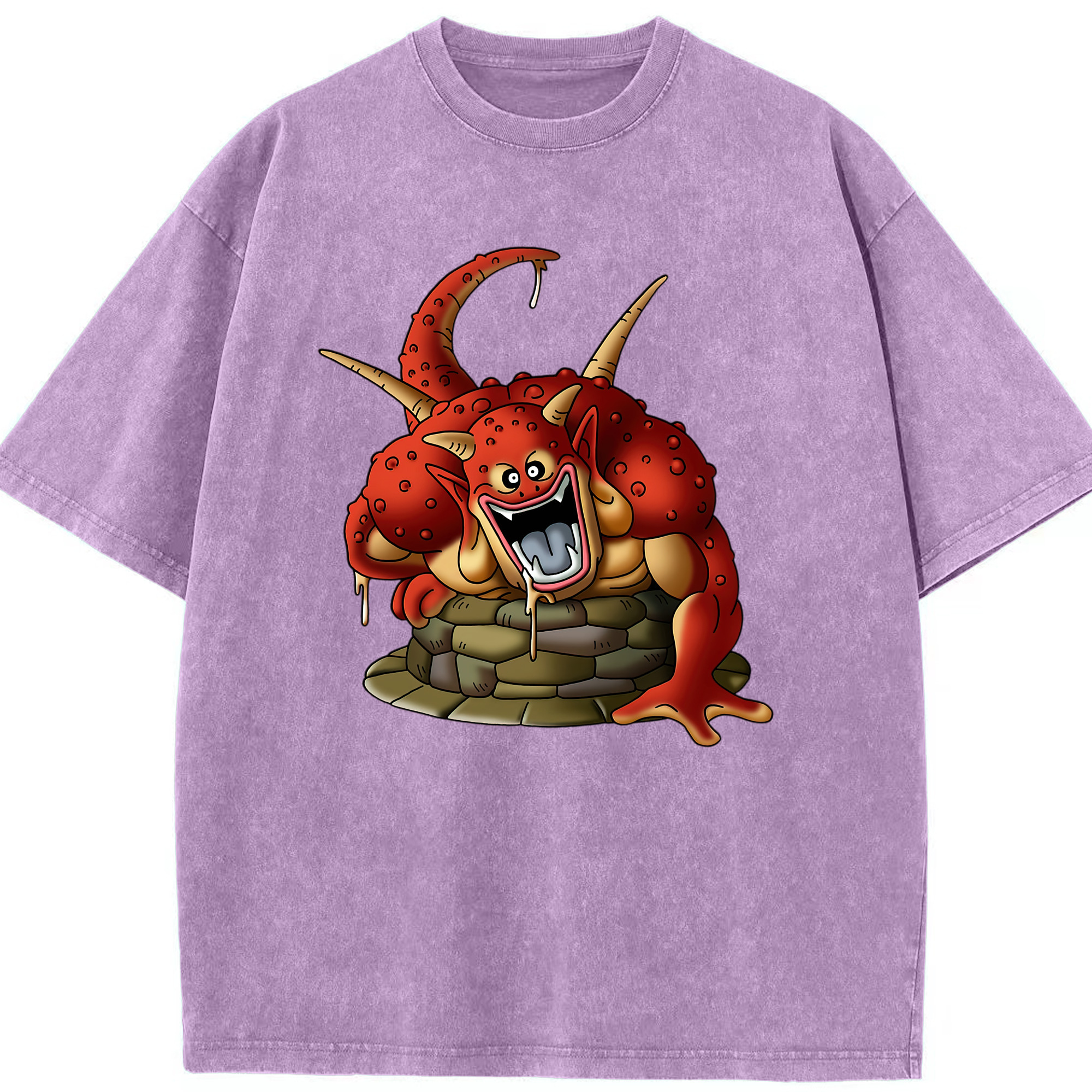 （画像用） ドラゴンクエスト Doragon Kuesuto Dragon Quest 綿100% ヴィンテージ風 半袖Tシャツ（フロントプリント）