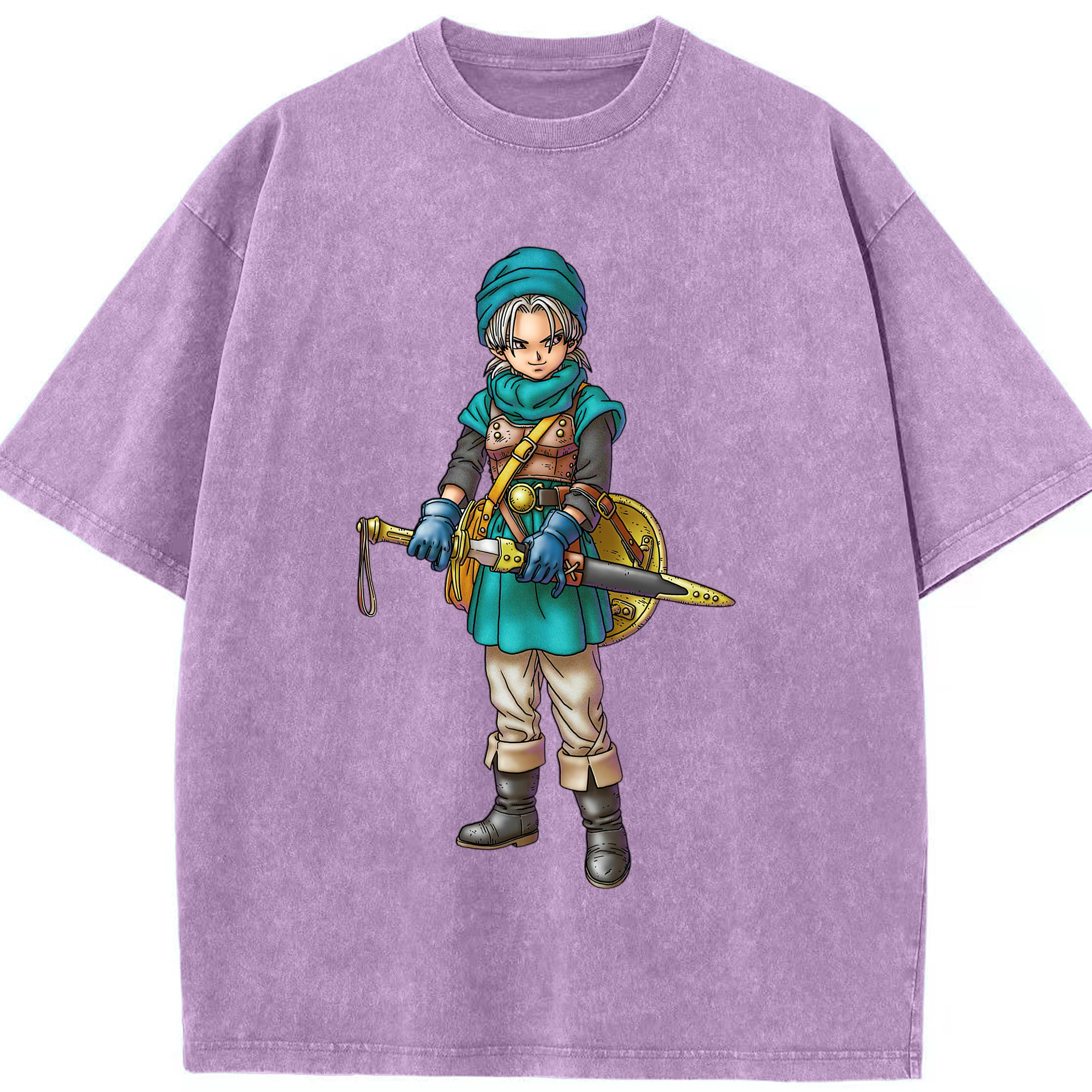 （画像用） ドラゴンクエスト Doragon Kuesuto Dragon Quest 綿100% ヴィンテージ風 半袖Tシャツ（フロントプリント）