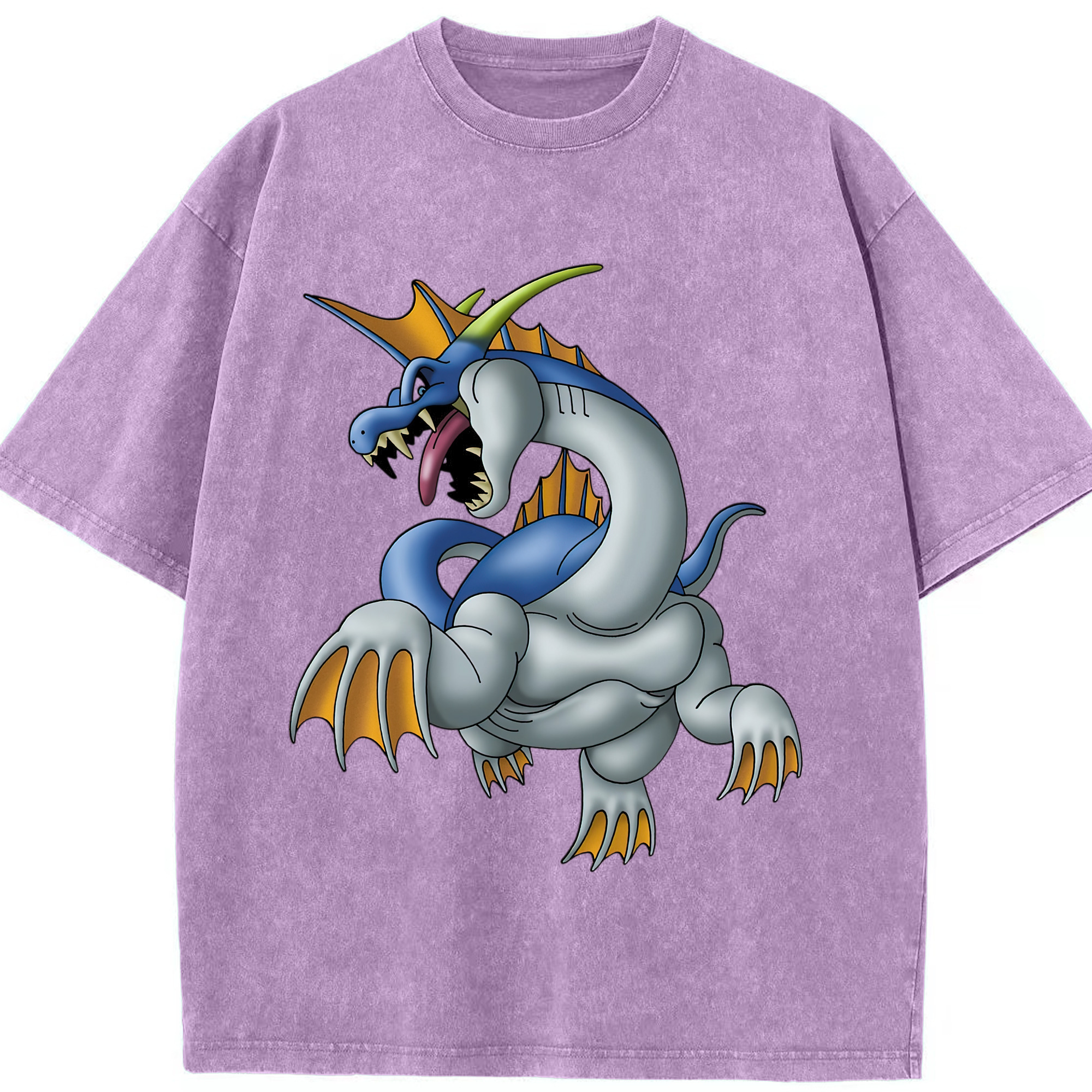 （画像用） ドラゴンクエスト Doragon Kuesuto Dragon Quest 綿100% ヴィンテージ風 半袖Tシャツ（フロントプリント）