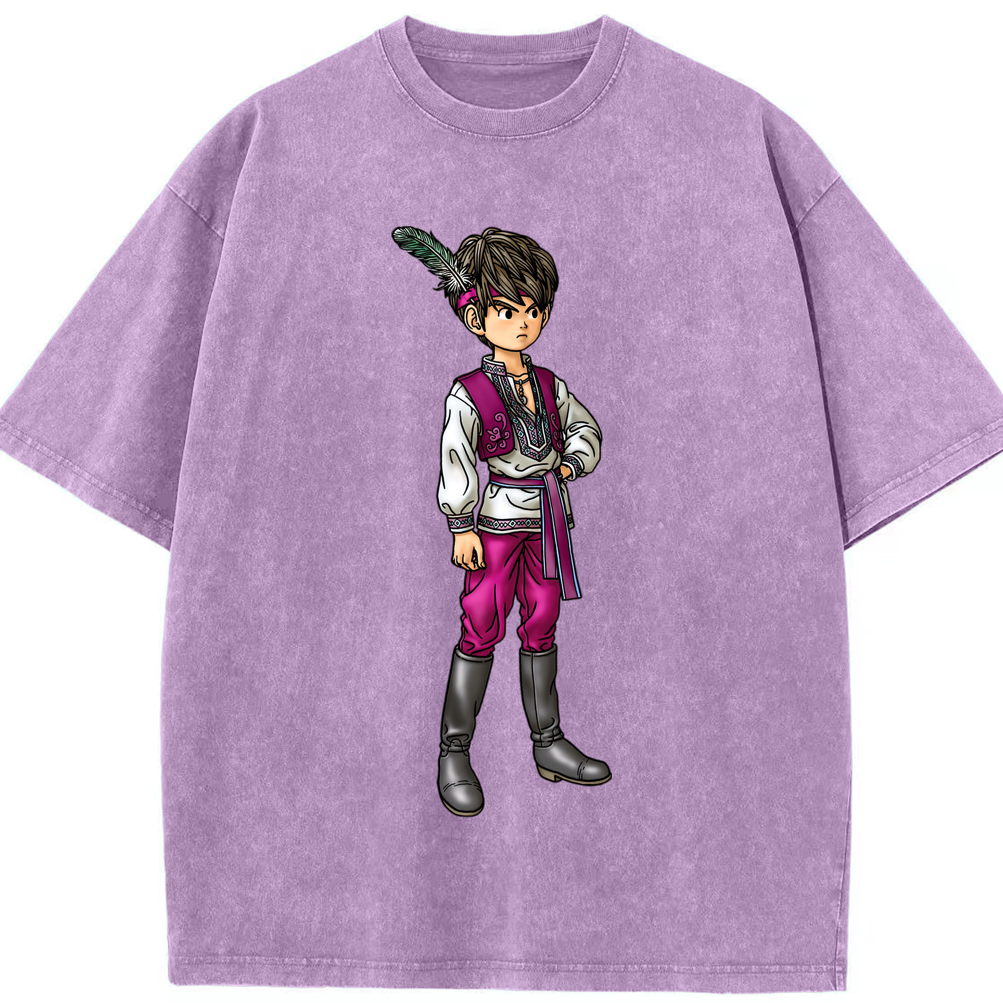 （画像用） ドラゴンクエスト Doragon Kuesuto Dragon Quest 綿100% ヴィンテージ風 半袖Tシャツ（フロントプリント）