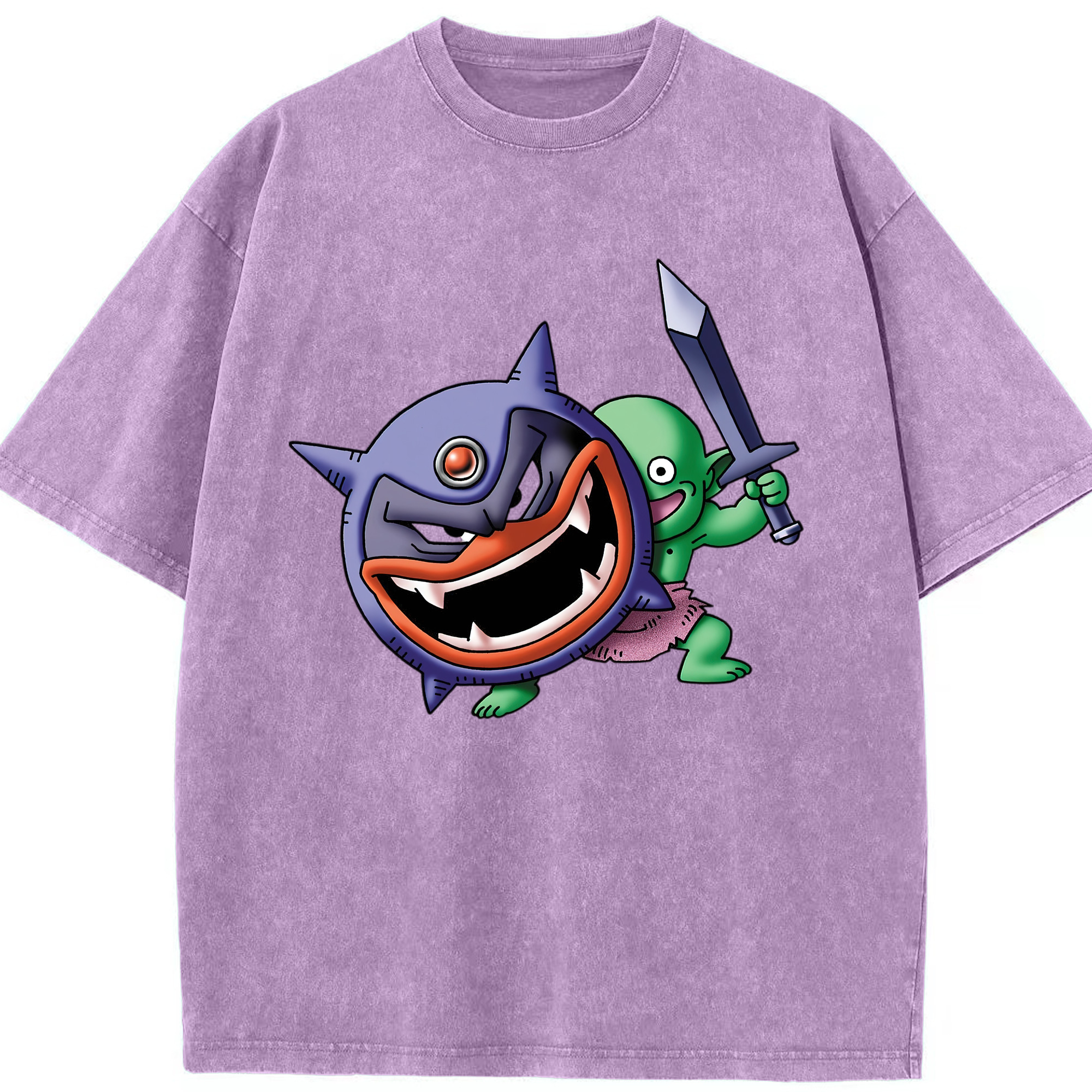 （画像用） ドラゴンクエスト Doragon Kuesuto Dragon Quest 綿100% ヴィンテージ風 半袖Tシャツ（フロントプリント）