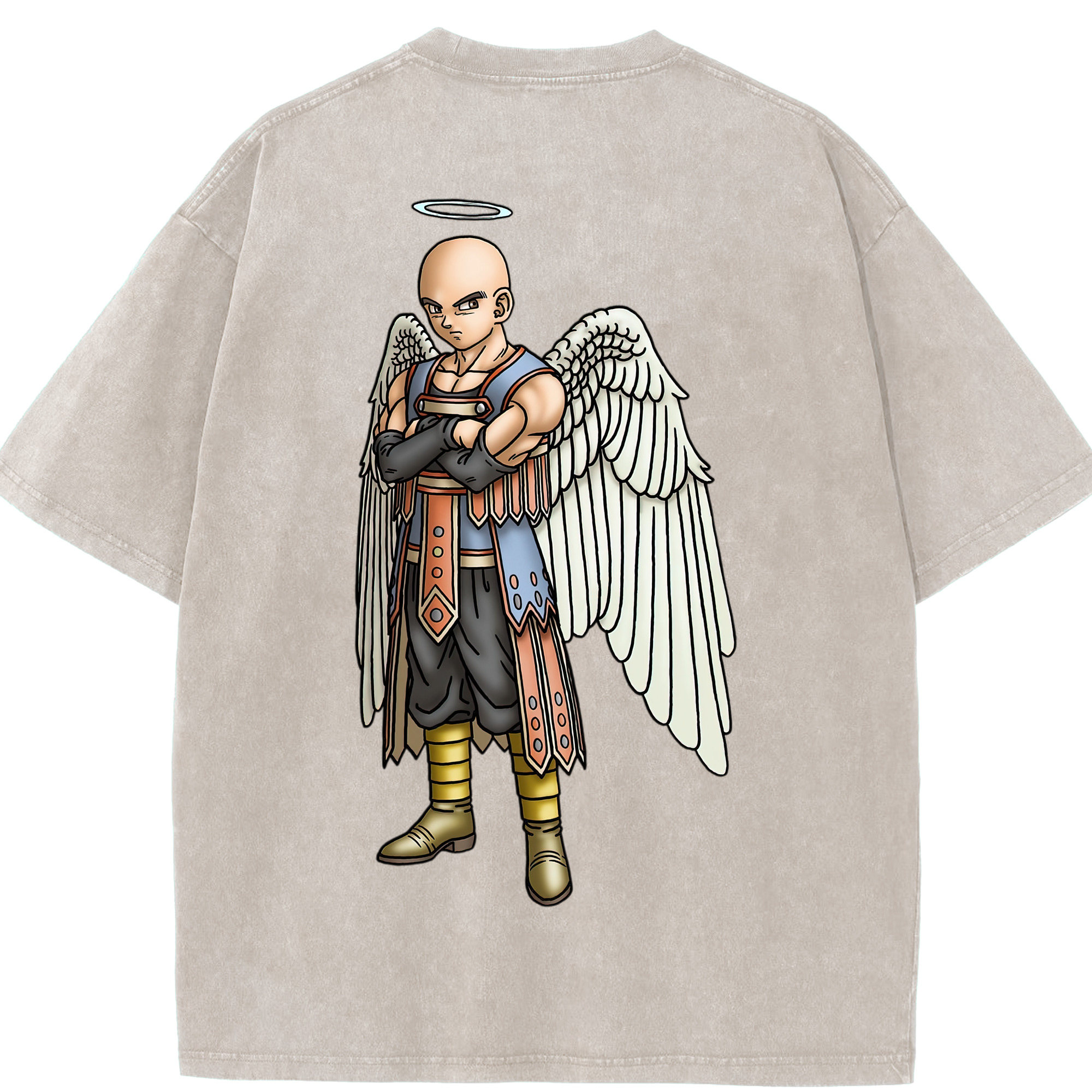 （画像用） ドラゴンクエスト Doragon Kuesuto Dragon Quest 綿100% ヴィンテージ風 半袖Tシャツ（背面プリント）