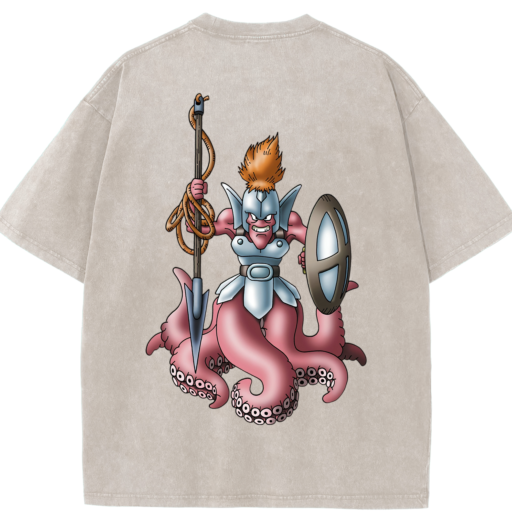 （画像用） ドラゴンクエスト Doragon Kuesuto Dragon Quest 綿100% ヴィンテージ風 半袖Tシャツ（背面プリント）