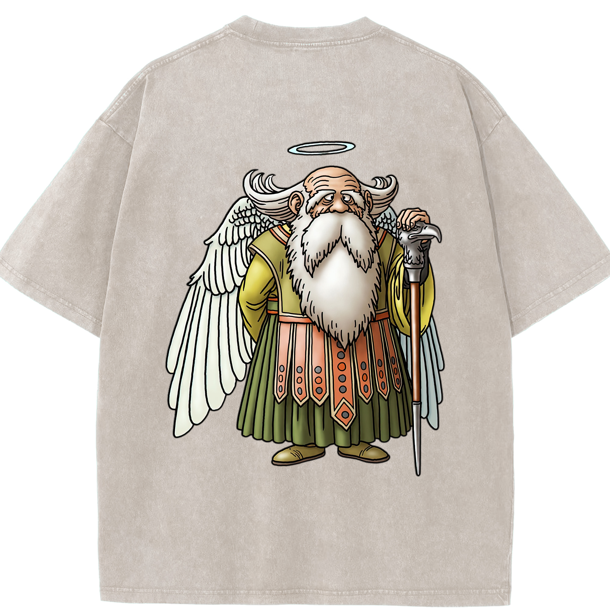 （画像用） ドラゴンクエスト Doragon Kuesuto Dragon Quest 綿100% ヴィンテージ風 半袖Tシャツ（背面プリント）