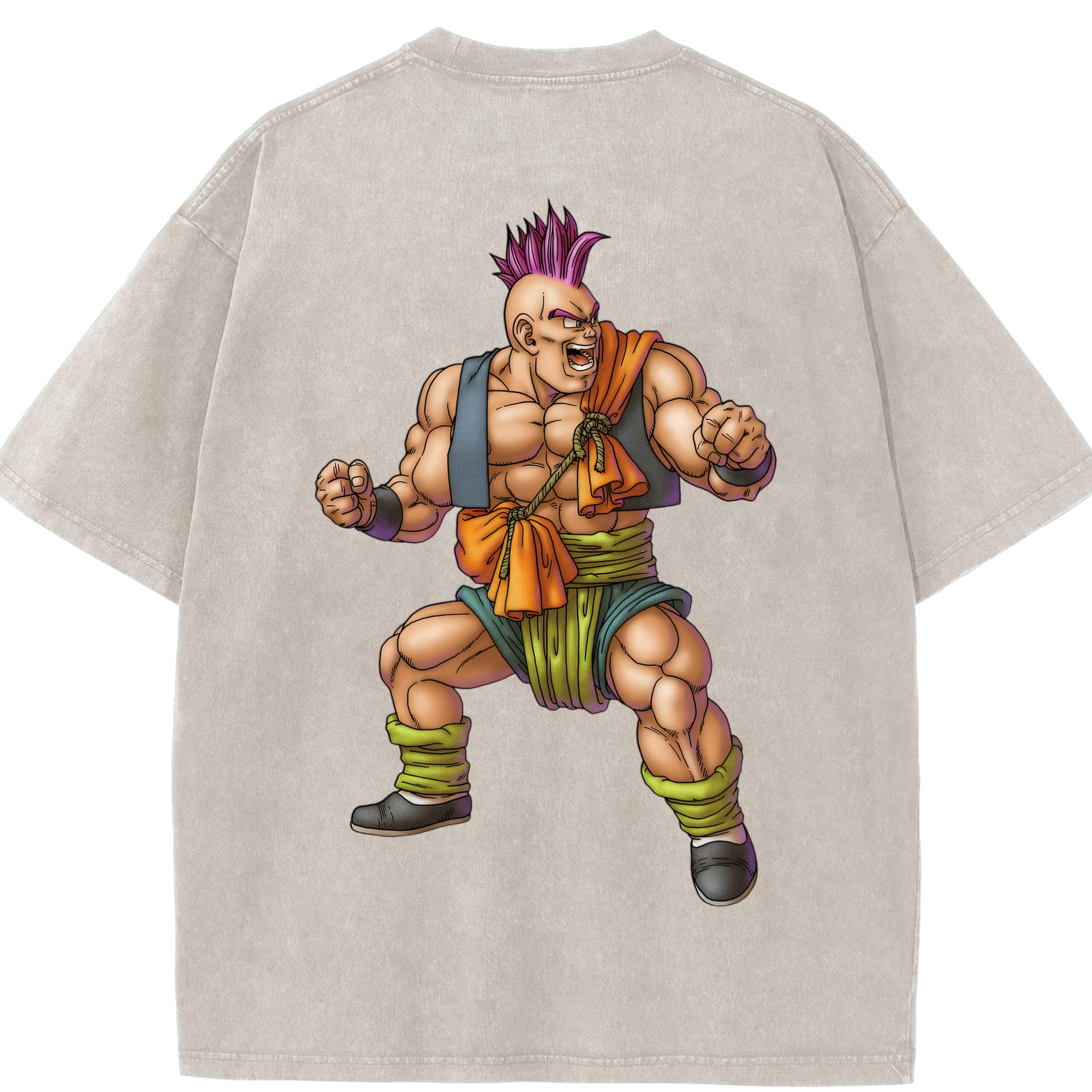 （画像用） ドラゴンクエスト Doragon Kuesuto Dragon Quest 綿100% ヴィンテージ風 半袖Tシャツ（背面プリント）