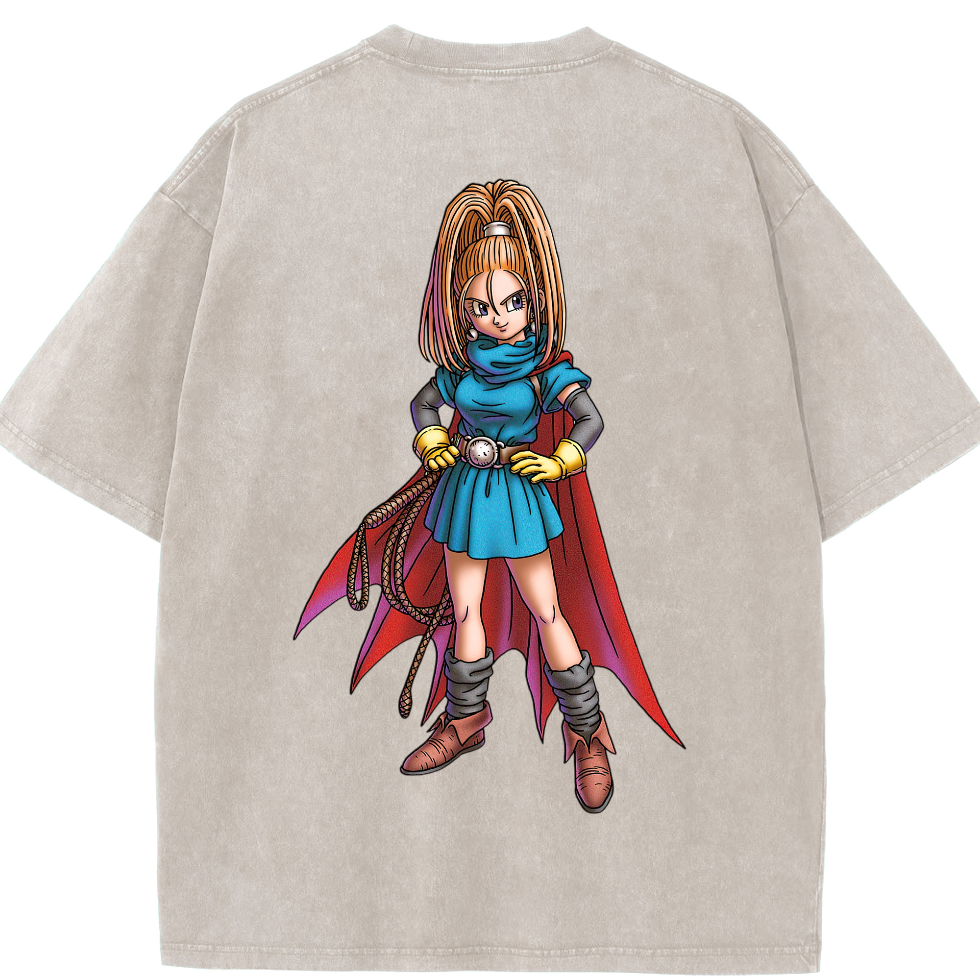 （画像用） ドラゴンクエスト Doragon Kuesuto Dragon Quest 綿100% ヴィンテージ風 半袖Tシャツ（背面プリント）