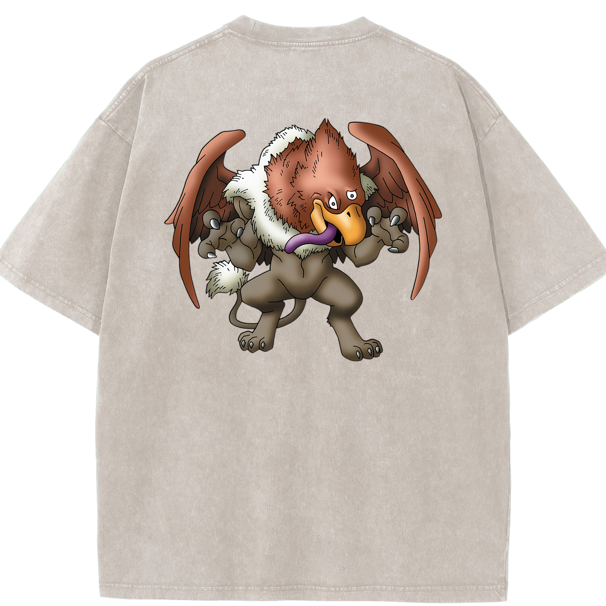 （画像用） ドラゴンクエスト Doragon Kuesuto Dragon Quest 綿100% ヴィンテージ風 半袖Tシャツ（背面プリント）
