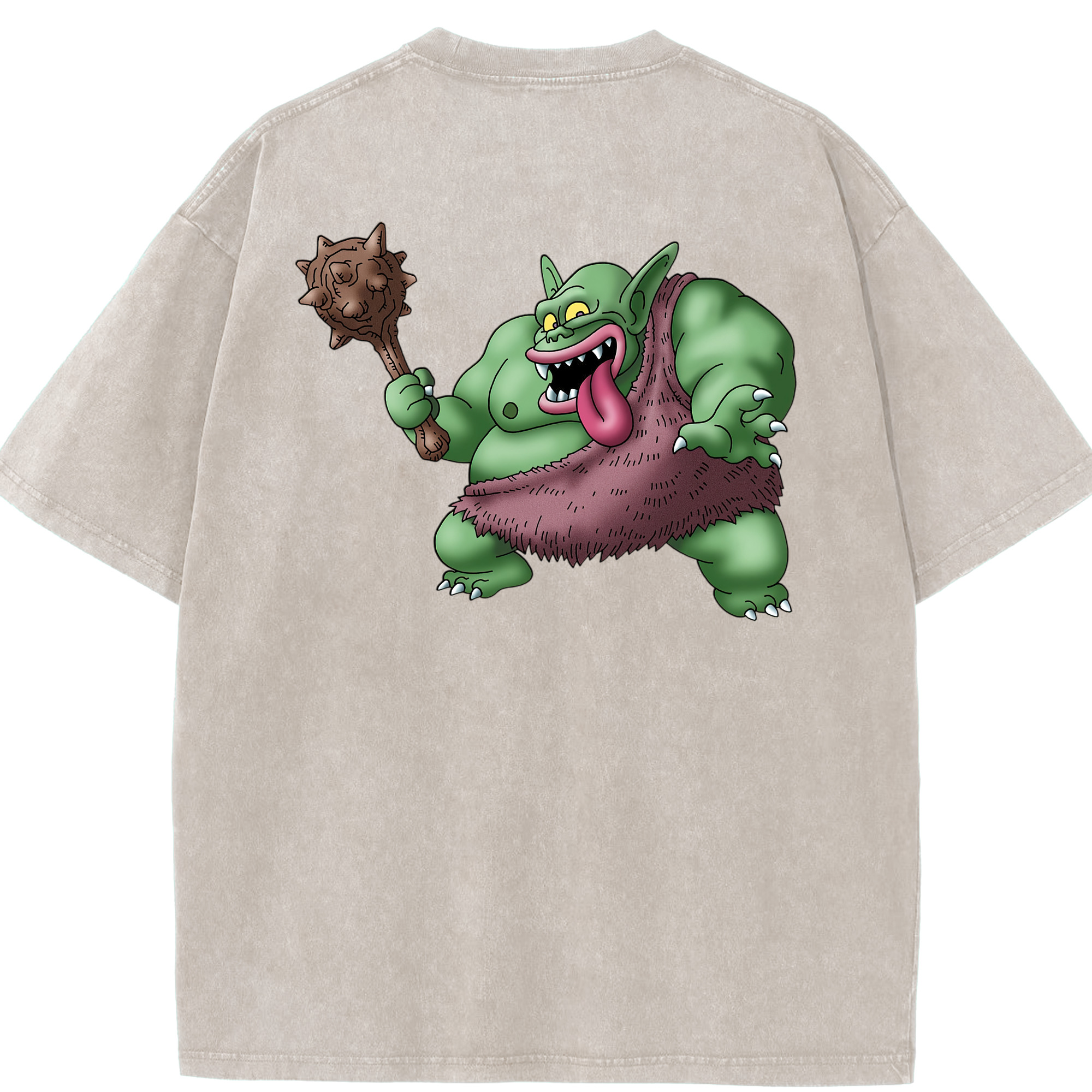 （画像用） ドラゴンクエスト Doragon Kuesuto Dragon Quest 綿100% ヴィンテージ風 半袖Tシャツ（背面プリント）
