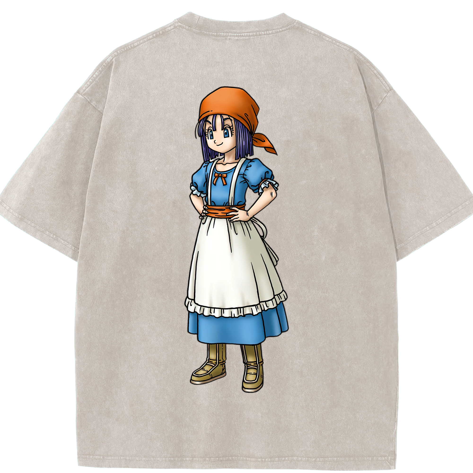 （画像用） ドラゴンクエスト Doragon Kuesuto Dragon Quest 綿100% ヴィンテージ風 半袖Tシャツ（背面プリント）