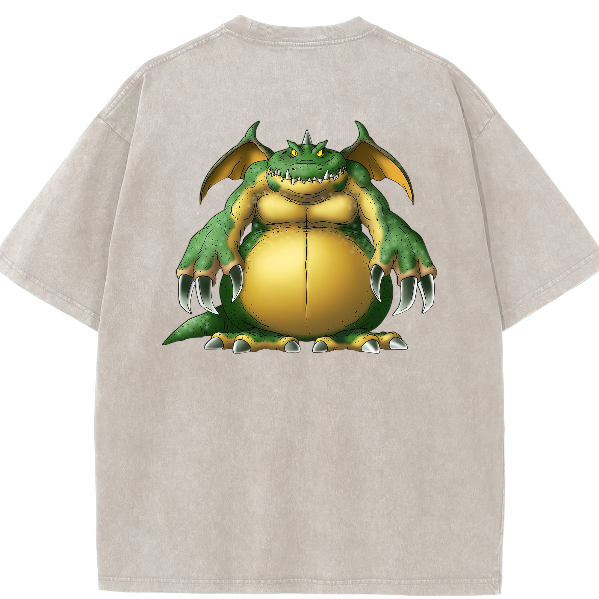 （画像用） ドラゴンクエスト Doragon Kuesuto Dragon Quest 綿100% ヴィンテージ風 半袖Tシャツ（背面プリント）