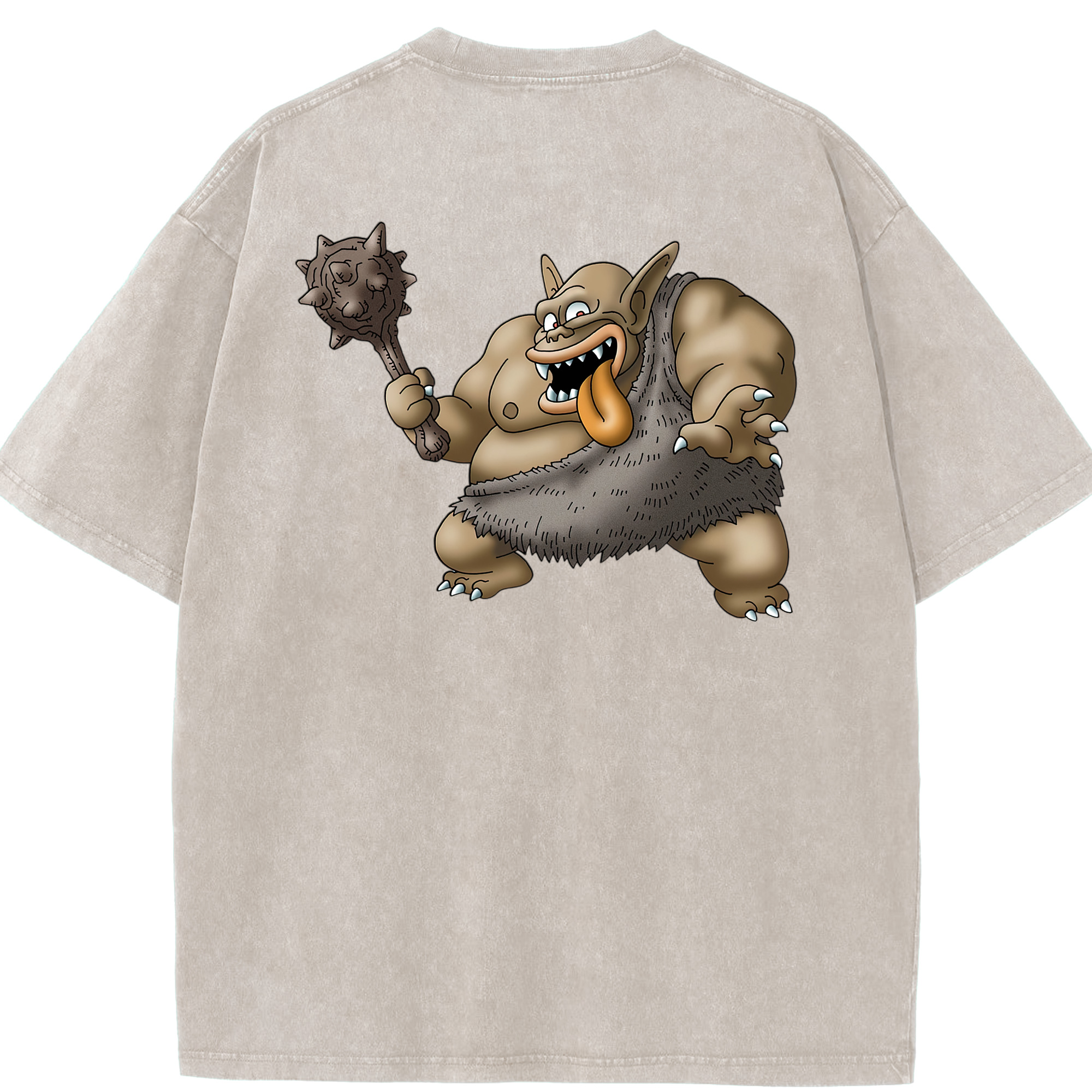 （画像用） ドラゴンクエスト Doragon Kuesuto Dragon Quest 綿100% ヴィンテージ風 半袖Tシャツ（背面プリント）