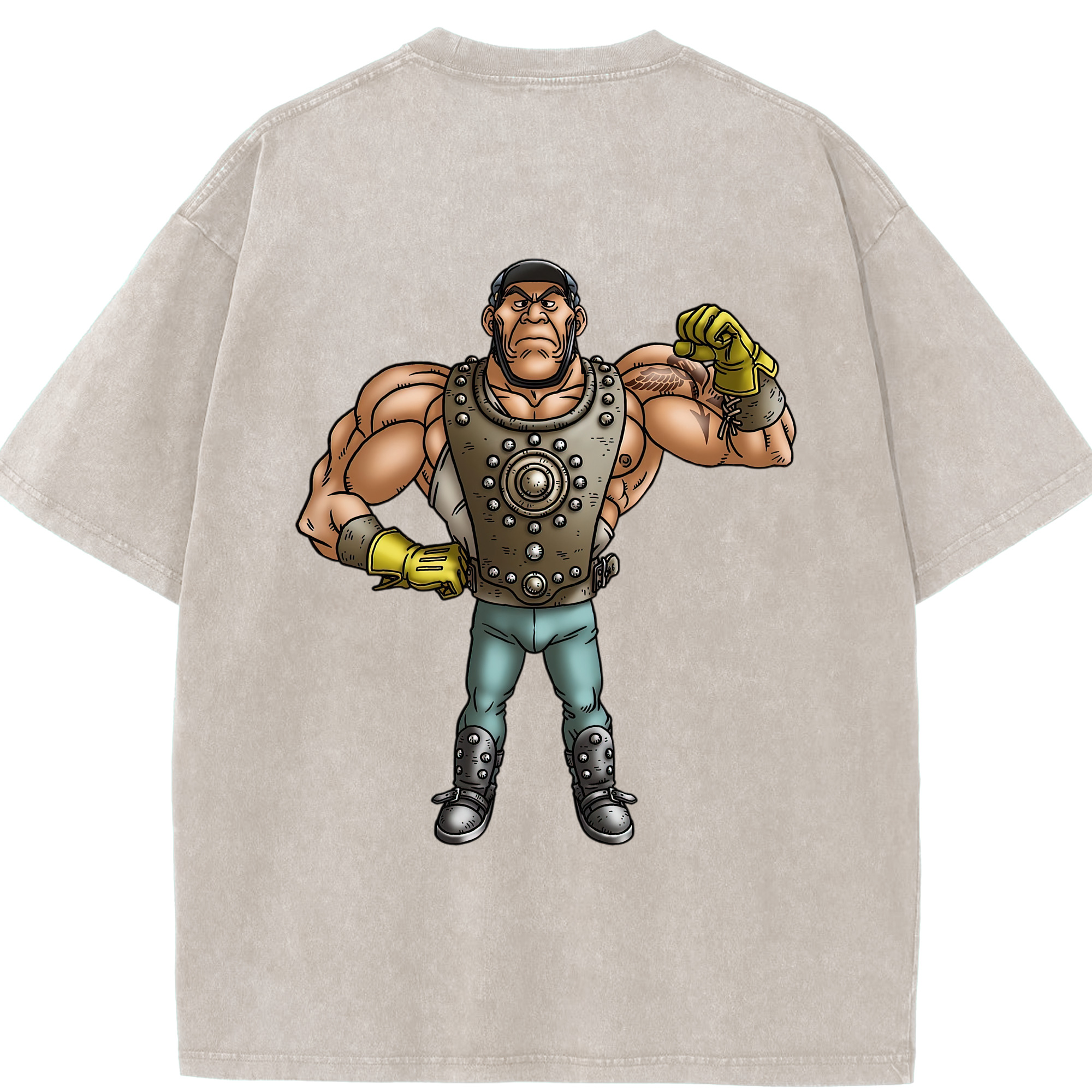 （画像用） ドラゴンクエスト Doragon Kuesuto Dragon Quest 綿100% ヴィンテージ風 半袖Tシャツ（背面プリント）