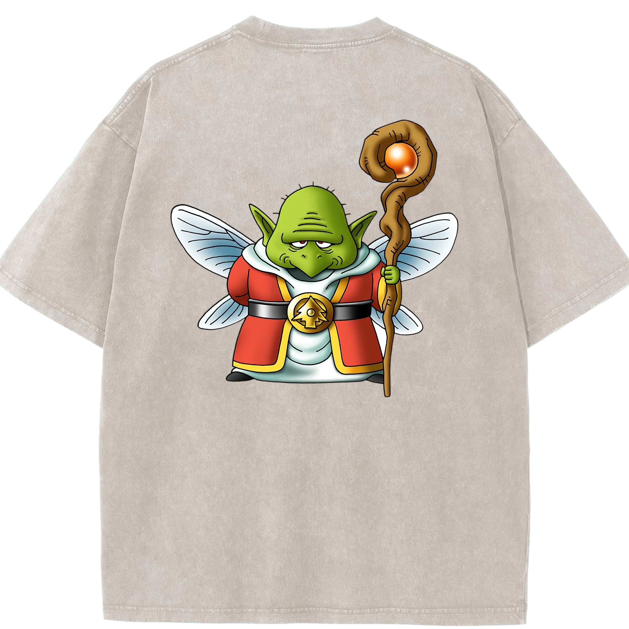 （画像用） ドラゴンクエスト Doragon Kuesuto Dragon Quest 綿100% ヴィンテージ風 半袖Tシャツ（背面プリント）
