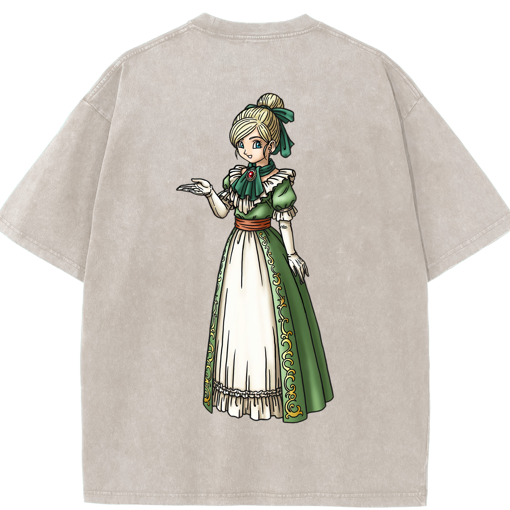 （画像用） ドラゴンクエスト Doragon Kuesuto Dragon Quest 綿100% ヴィンテージ風 半袖Tシャツ（背面プリント）