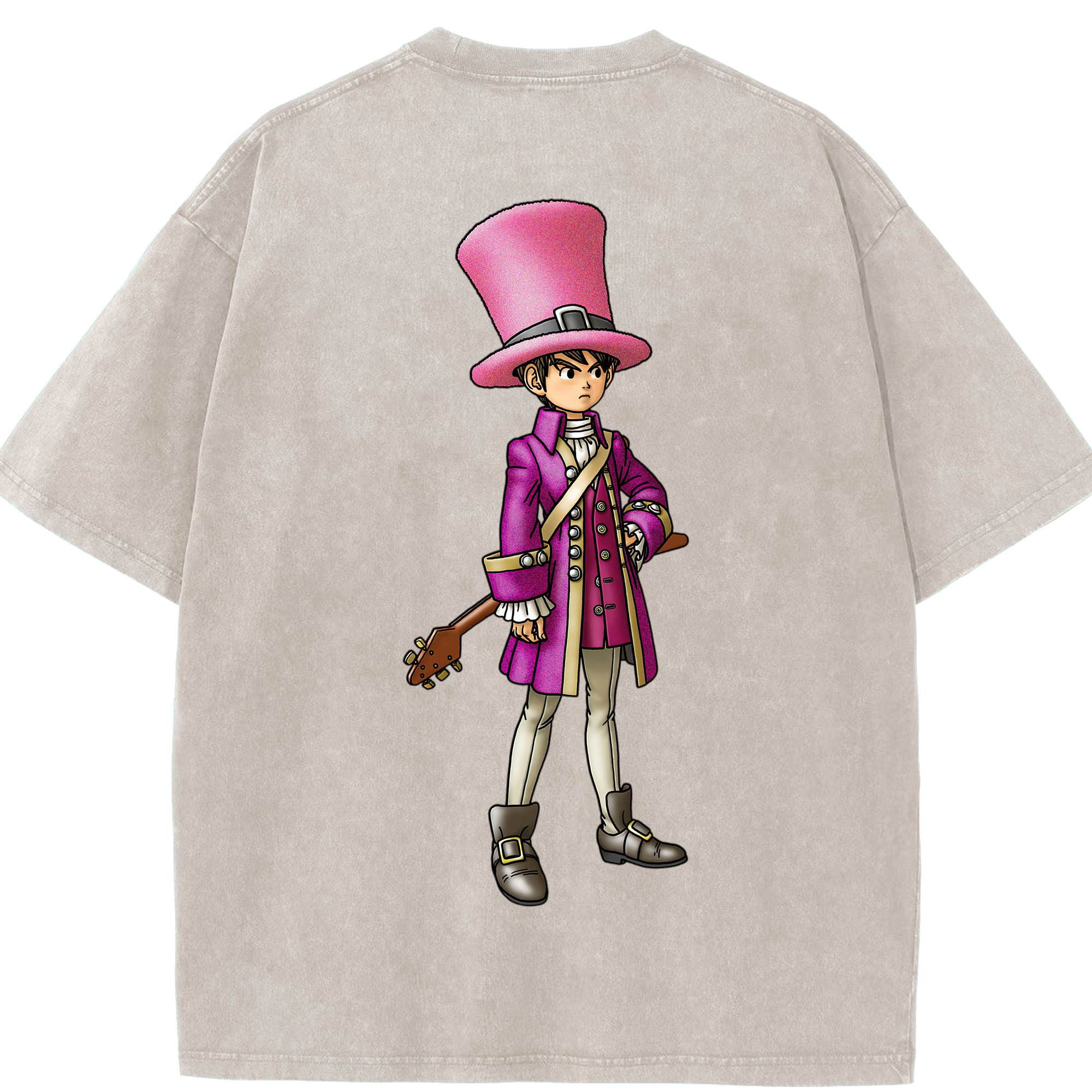 （画像用） ドラゴンクエスト Doragon Kuesuto Dragon Quest 綿100% ヴィンテージ風 半袖Tシャツ（背面プリント）