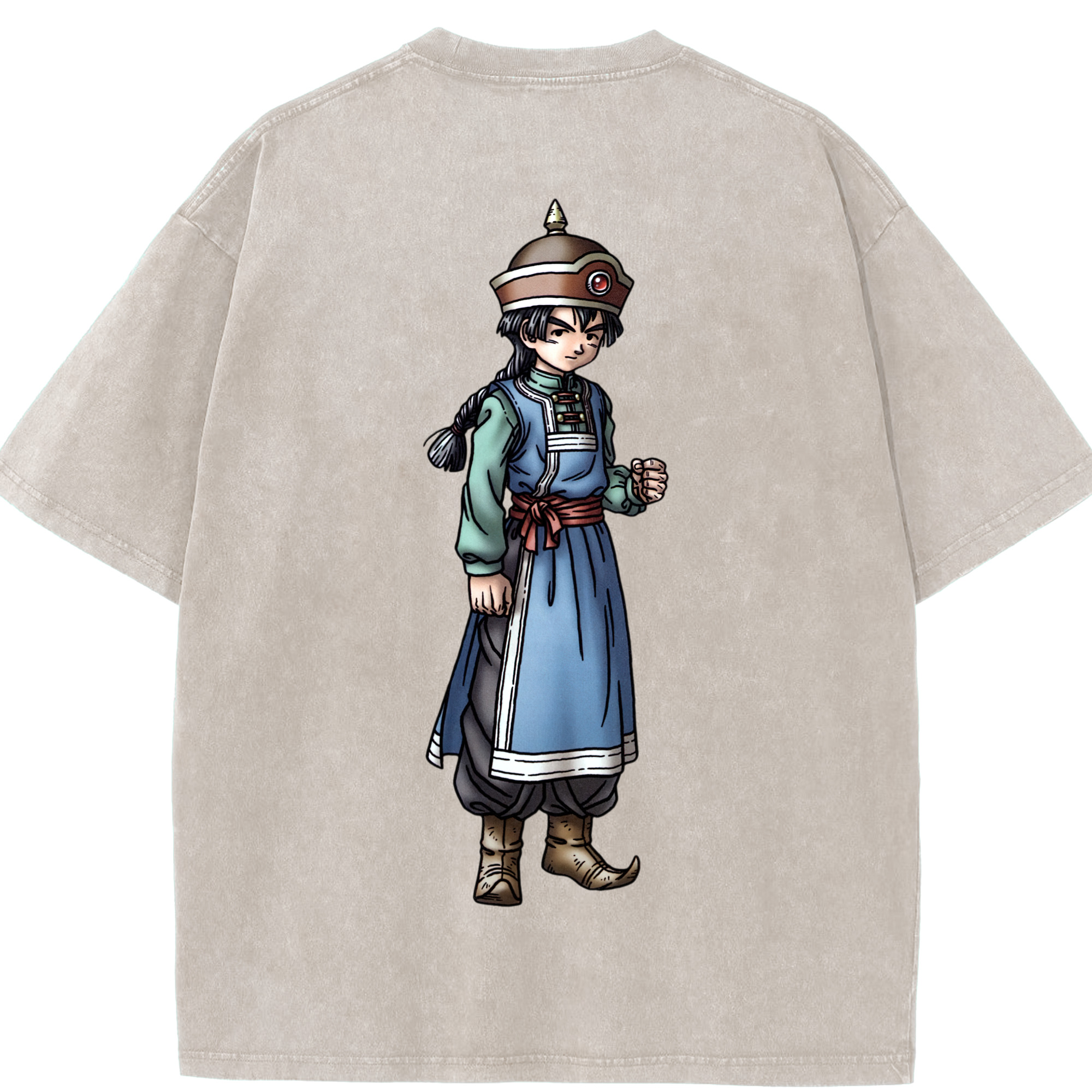 （画像用） ドラゴンクエスト Doragon Kuesuto Dragon Quest 綿100% ヴィンテージ風 半袖Tシャツ（背面プリント）