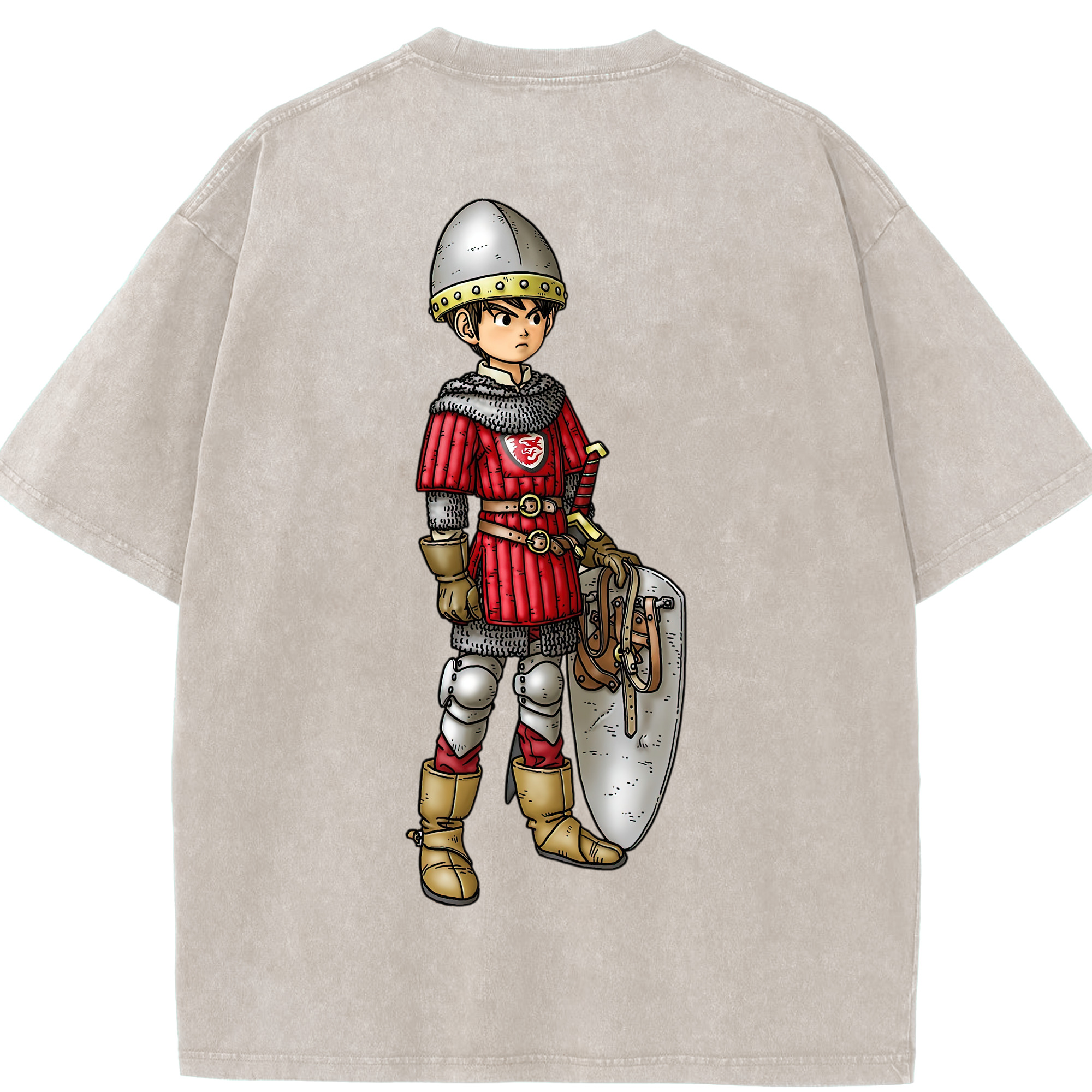 （画像用） ドラゴンクエスト Doragon Kuesuto Dragon Quest 綿100% ヴィンテージ風 半袖Tシャツ（背面プリント）