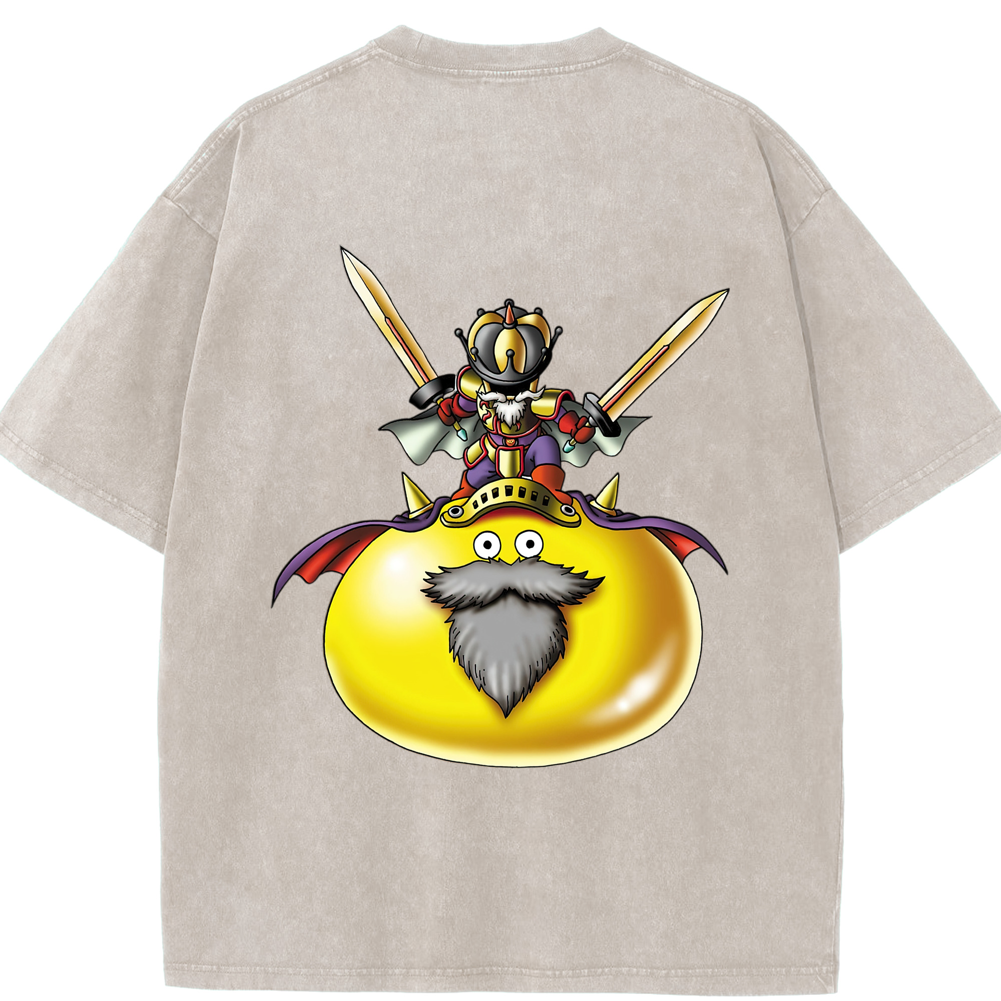 （画像用） ドラゴンクエスト Doragon Kuesuto Dragon Quest 綿100% ヴィンテージ風 半袖Tシャツ（背面プリント）