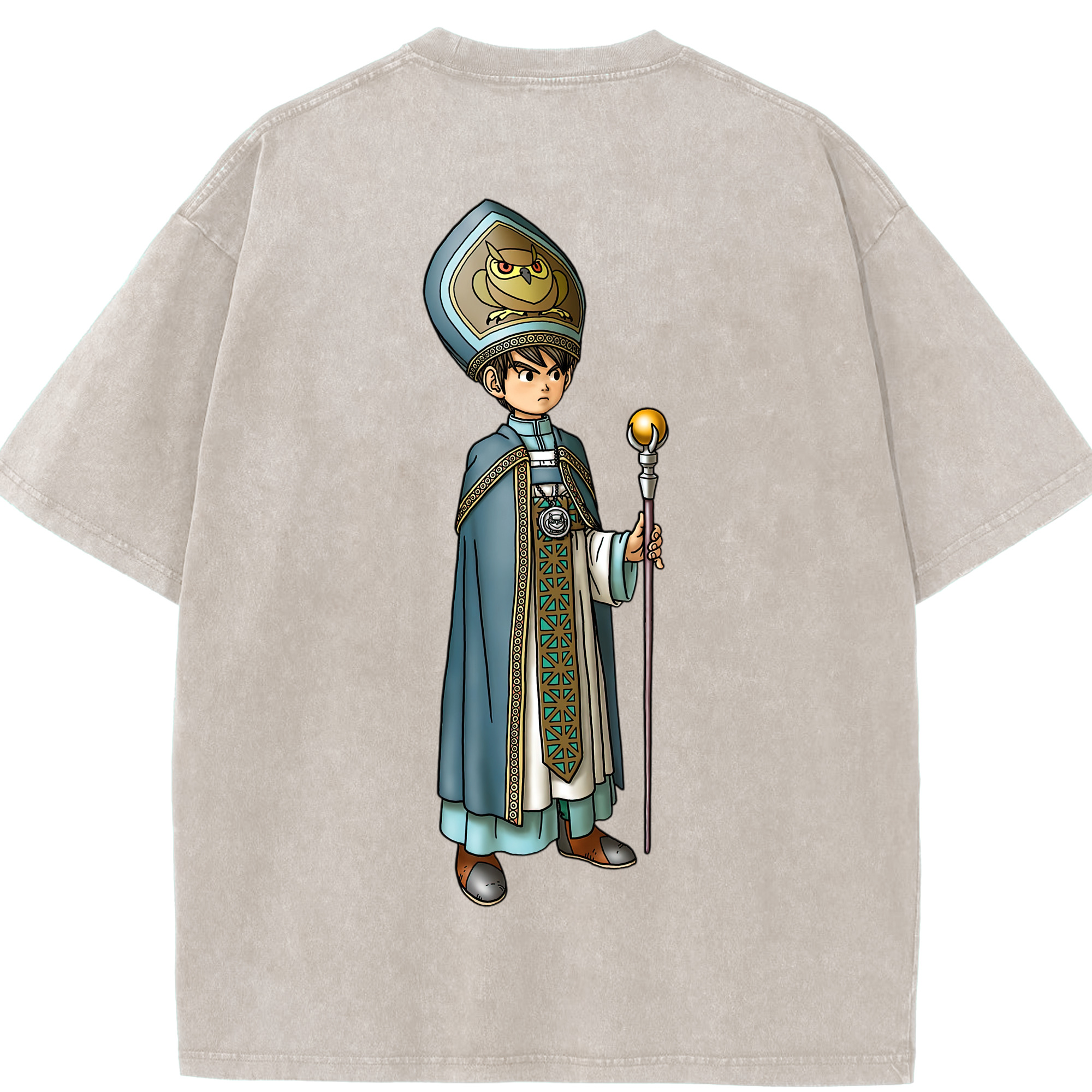 （画像用） ドラゴンクエスト Doragon Kuesuto Dragon Quest 綿100% ヴィンテージ風 半袖Tシャツ（背面プリント）