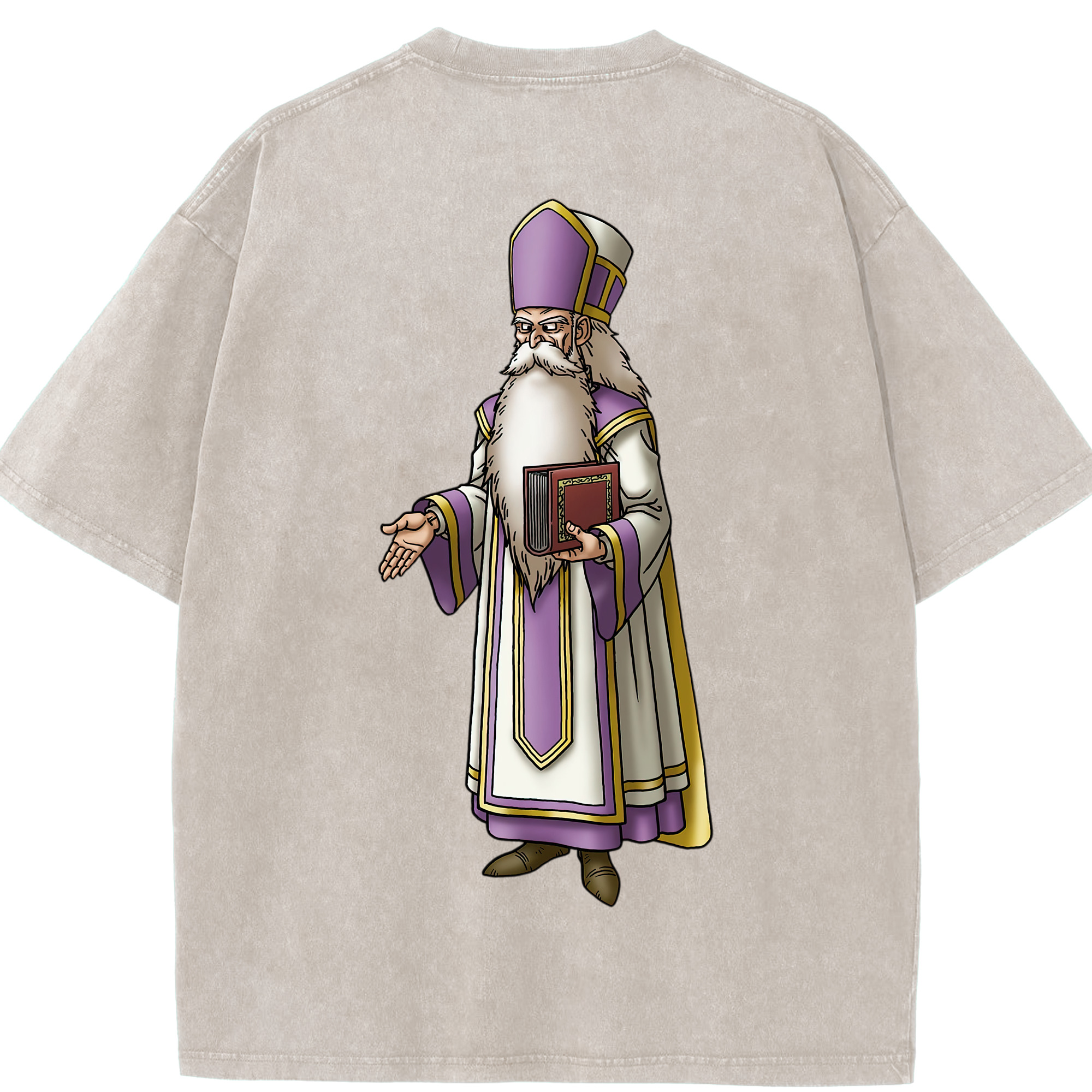 （画像用） ドラゴンクエスト Doragon Kuesuto Dragon Quest 綿100% ヴィンテージ風 半袖Tシャツ（背面プリント）