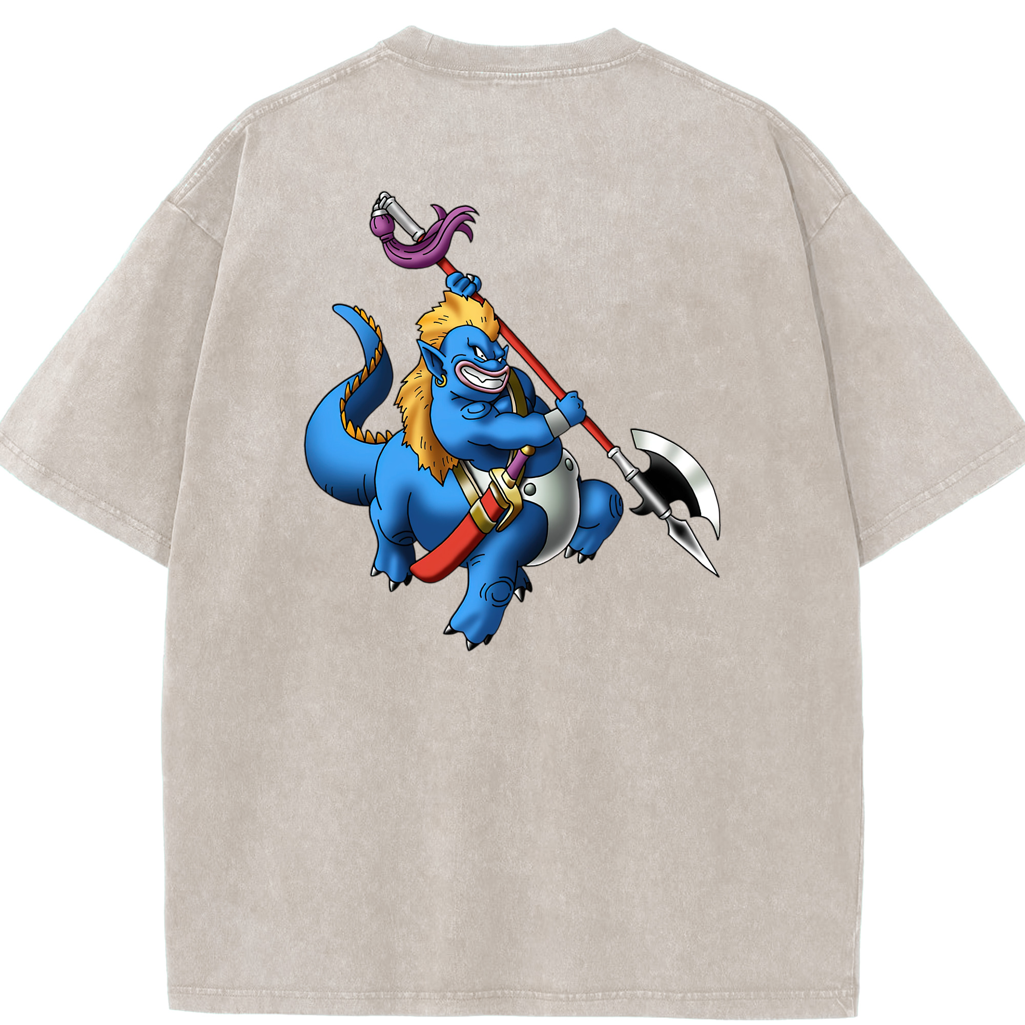 （画像用） ドラゴンクエスト Doragon Kuesuto Dragon Quest 綿100% ヴィンテージ風 半袖Tシャツ（背面プリント）