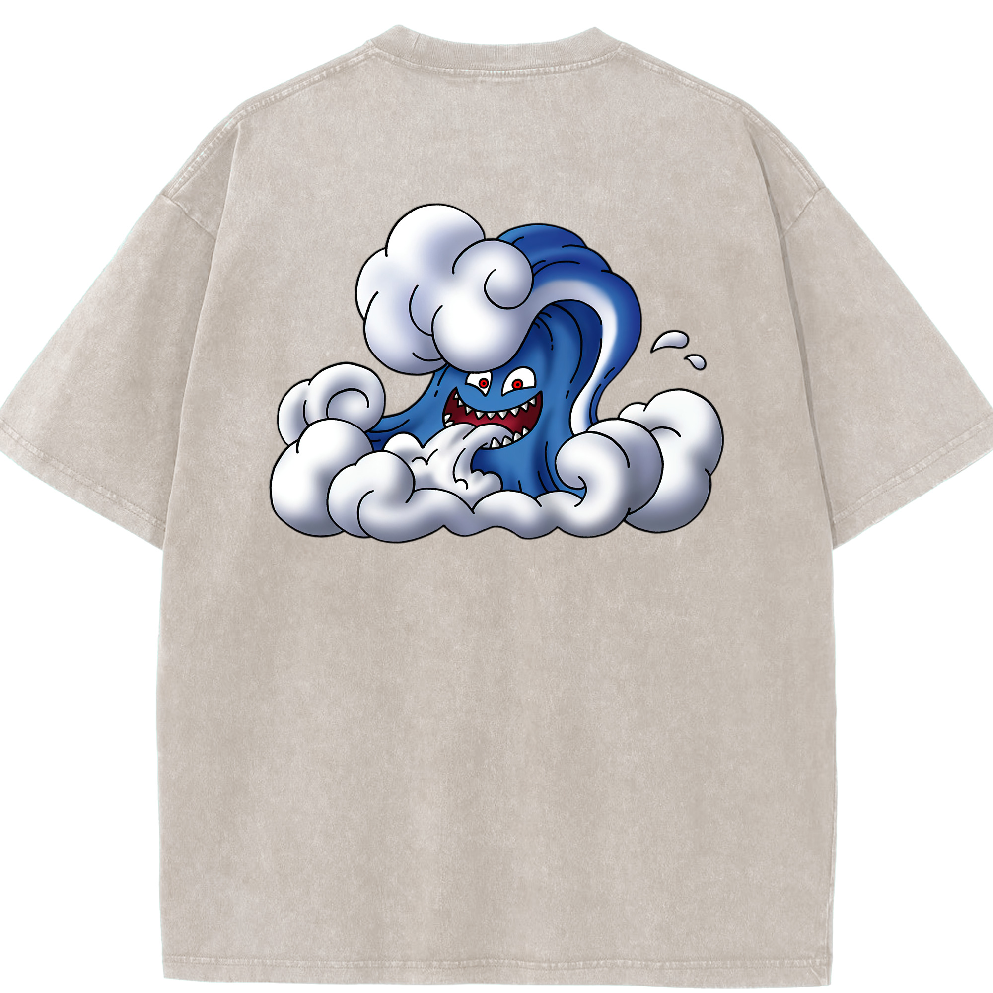 （画像用） ドラゴンクエスト Doragon Kuesuto Dragon Quest 綿100% ヴィンテージ風 半袖Tシャツ（背面プリント）