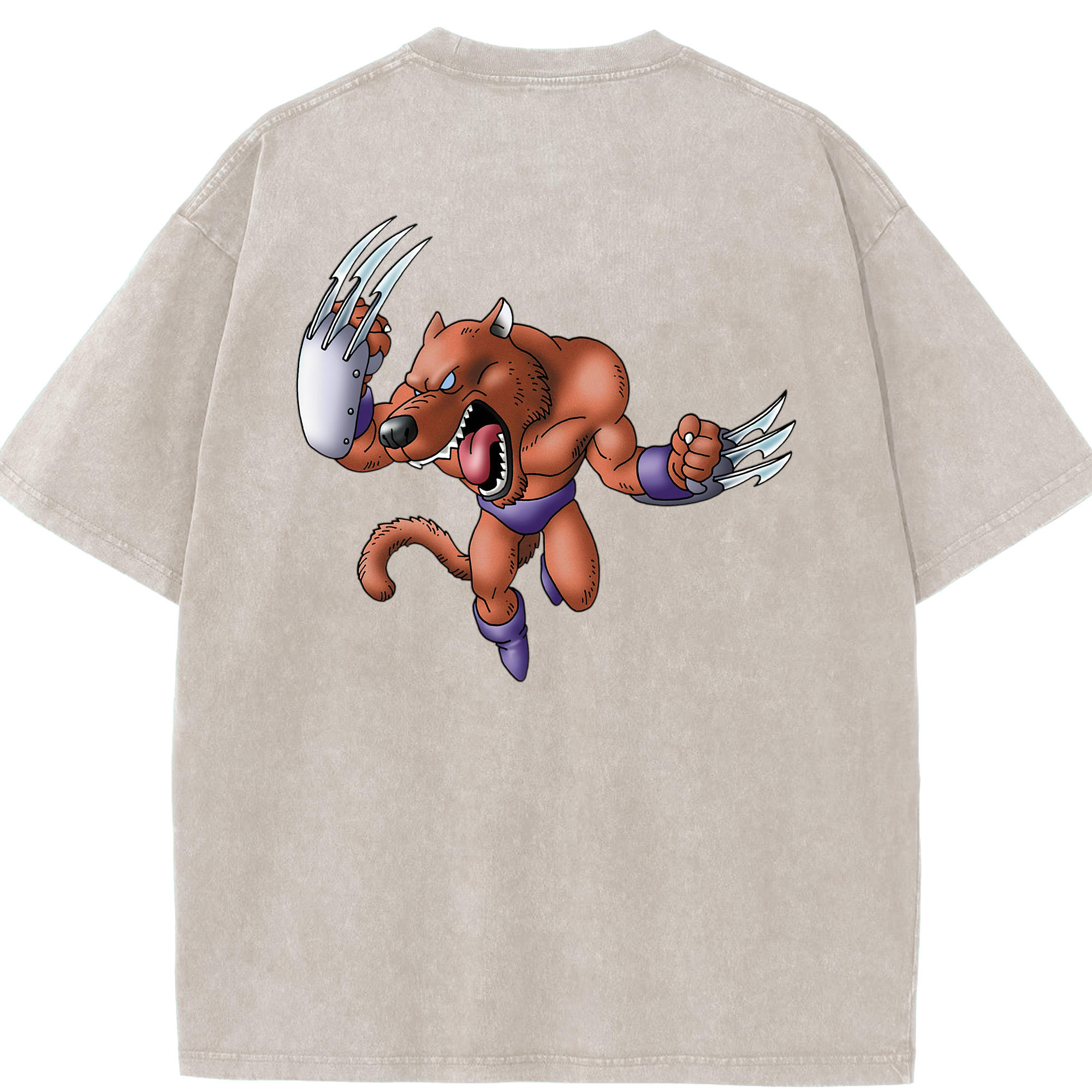 （画像用） ドラゴンクエスト Doragon Kuesuto Dragon Quest 綿100% ヴィンテージ風 半袖Tシャツ（背面プリント）
