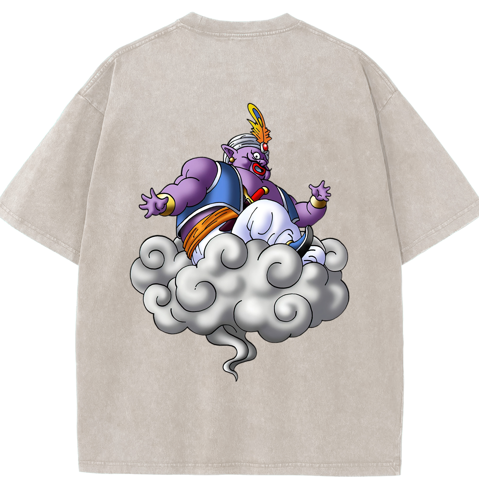 （画像用） ドラゴンクエスト Doragon Kuesuto Dragon Quest 綿100% ヴィンテージ風 半袖Tシャツ（背面プリント）