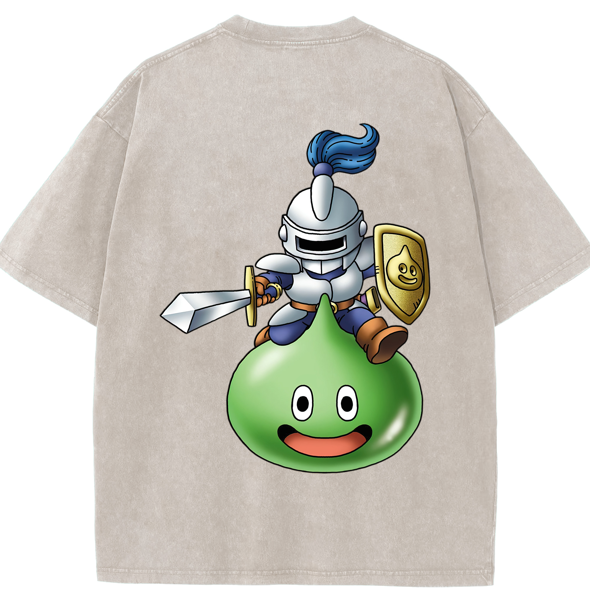 （画像用） ドラゴンクエスト Doragon Kuesuto Dragon Quest 綿100% ヴィンテージ風 半袖Tシャツ（背面プリント）