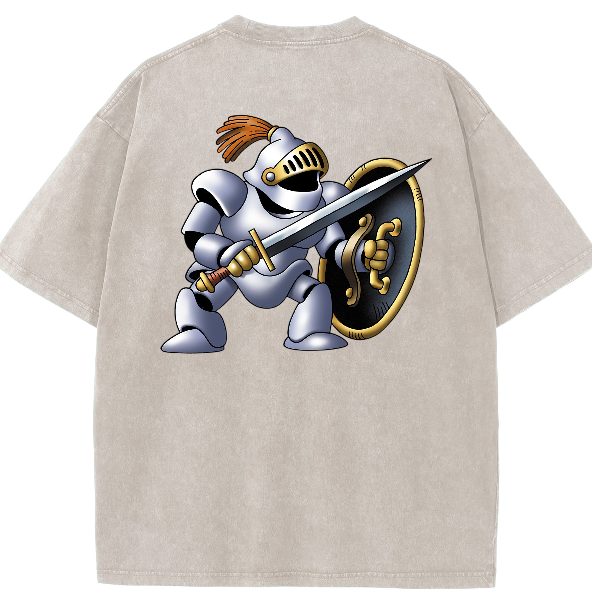 （画像用） ドラゴンクエスト Doragon Kuesuto Dragon Quest 綿100% ヴィンテージ風 半袖Tシャツ（背面プリント）