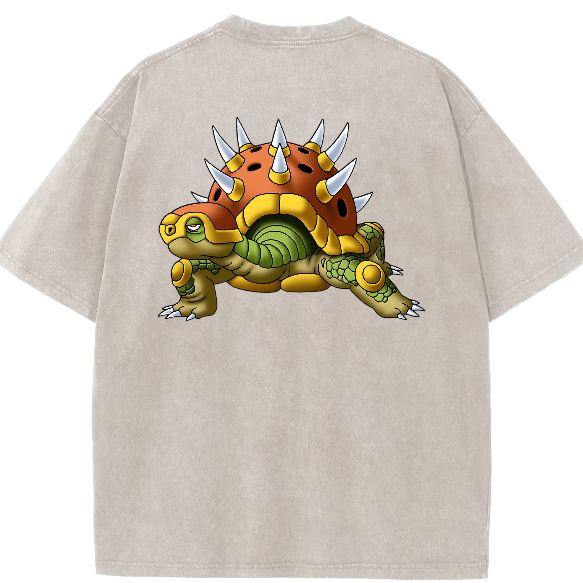 （画像用） ドラゴンクエスト Doragon Kuesuto Dragon Quest 綿100% ヴィンテージ風 半袖Tシャツ（背面プリント）
