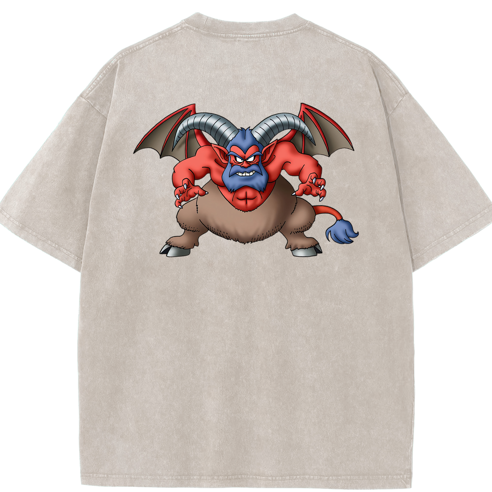 （画像用） ドラゴンクエスト Doragon Kuesuto Dragon Quest 綿100% ヴィンテージ風 半袖Tシャツ（背面プリント）