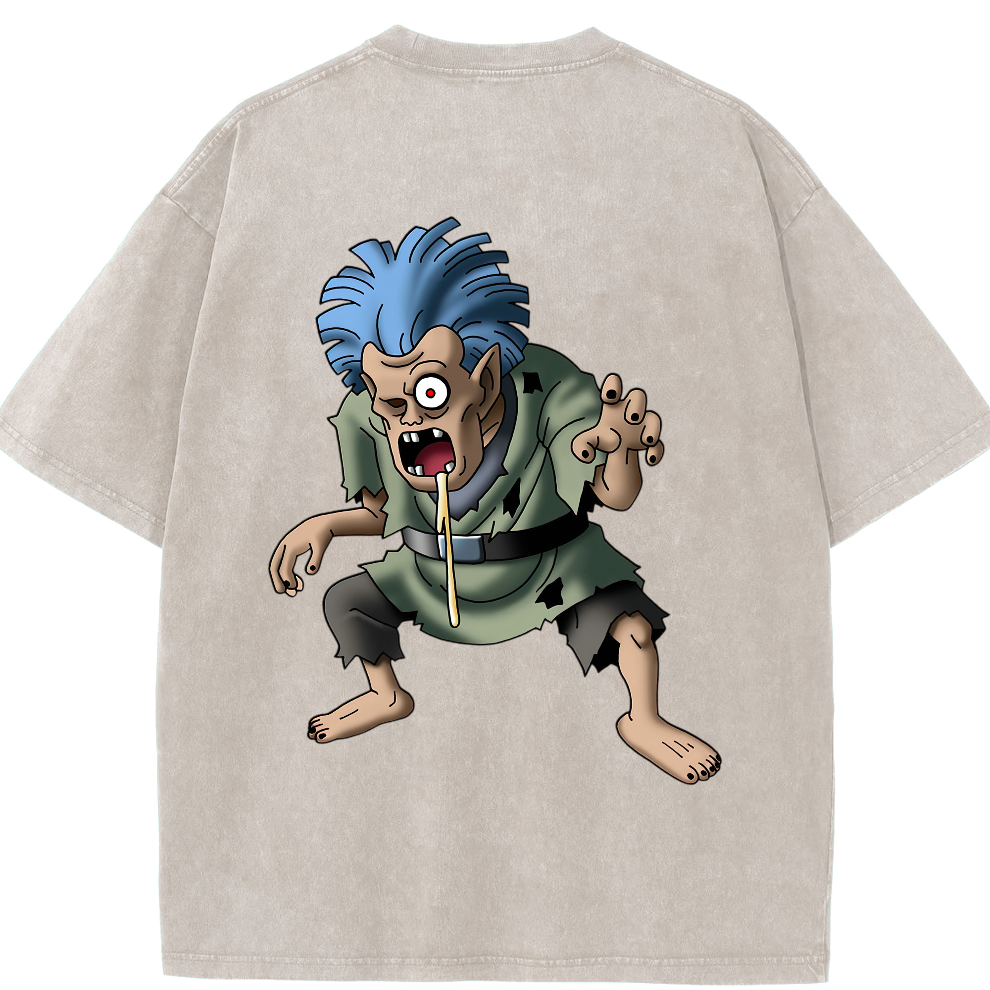 （画像用） ドラゴンクエスト Doragon Kuesuto Dragon Quest 綿100% ヴィンテージ風 半袖Tシャツ（背面プリント）