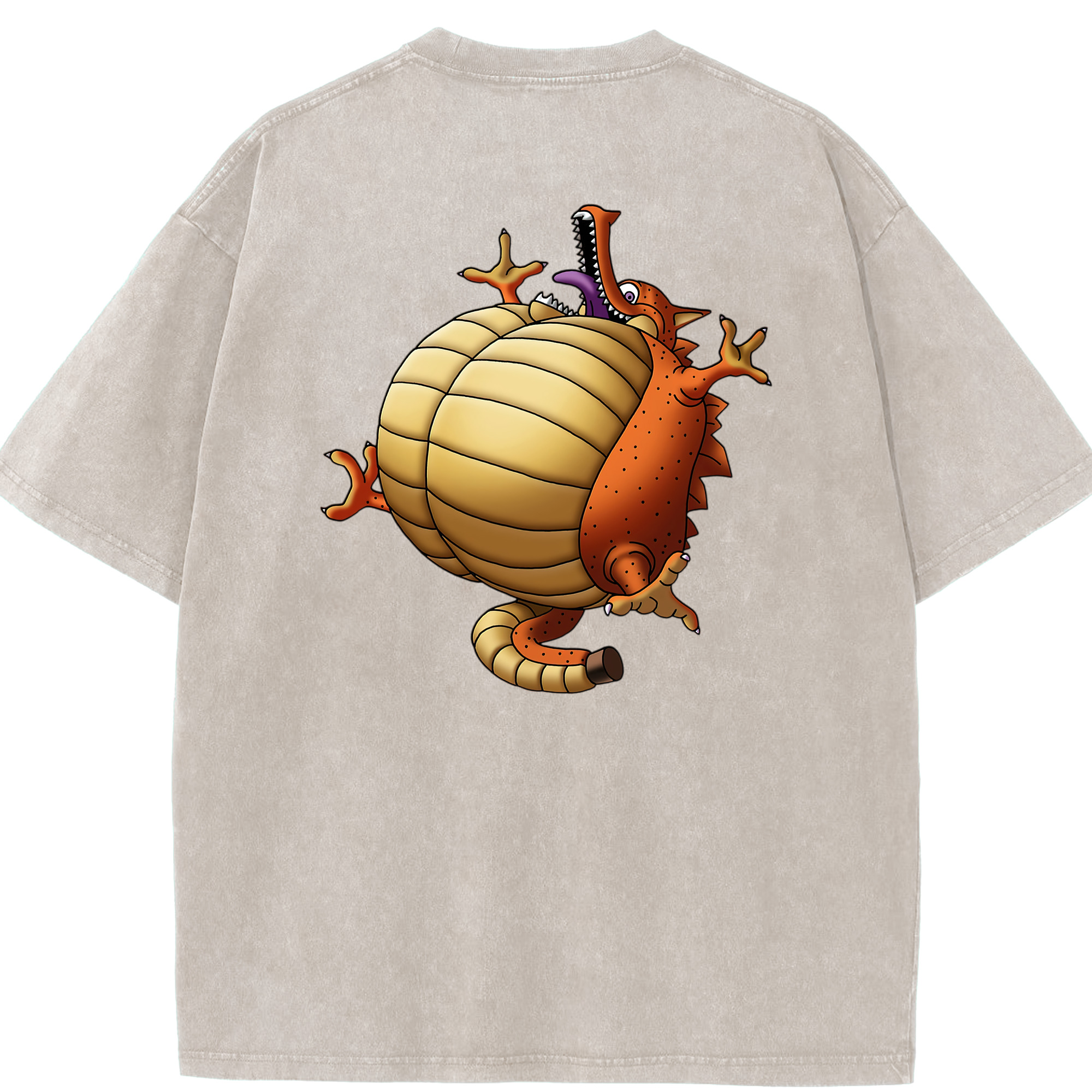 （画像用） ドラゴンクエスト Doragon Kuesuto Dragon Quest 綿100% ヴィンテージ風 半袖Tシャツ（背面プリント）