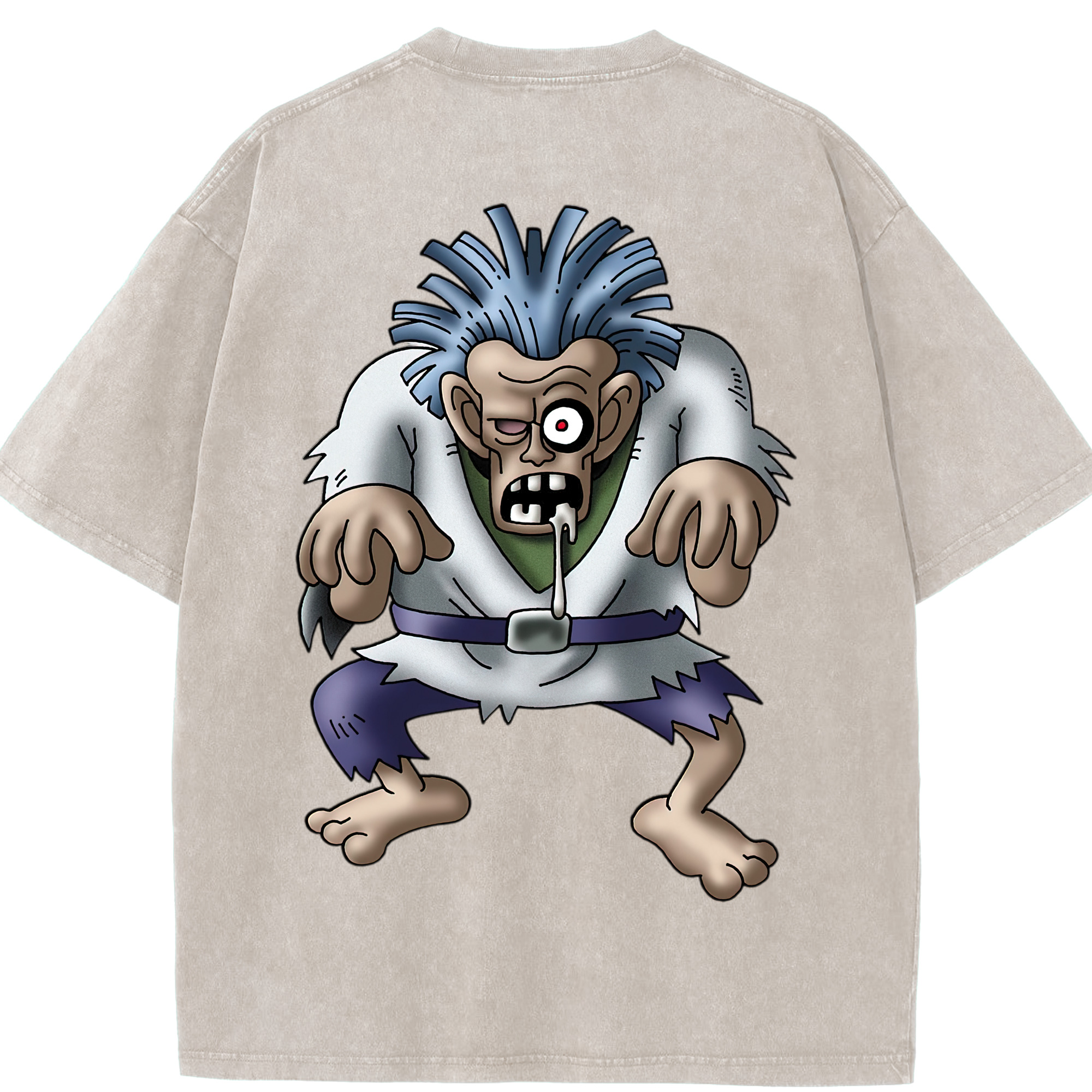 （画像用） ドラゴンクエスト Doragon Kuesuto Dragon Quest 綿100% ヴィンテージ風 半袖Tシャツ（背面プリント）