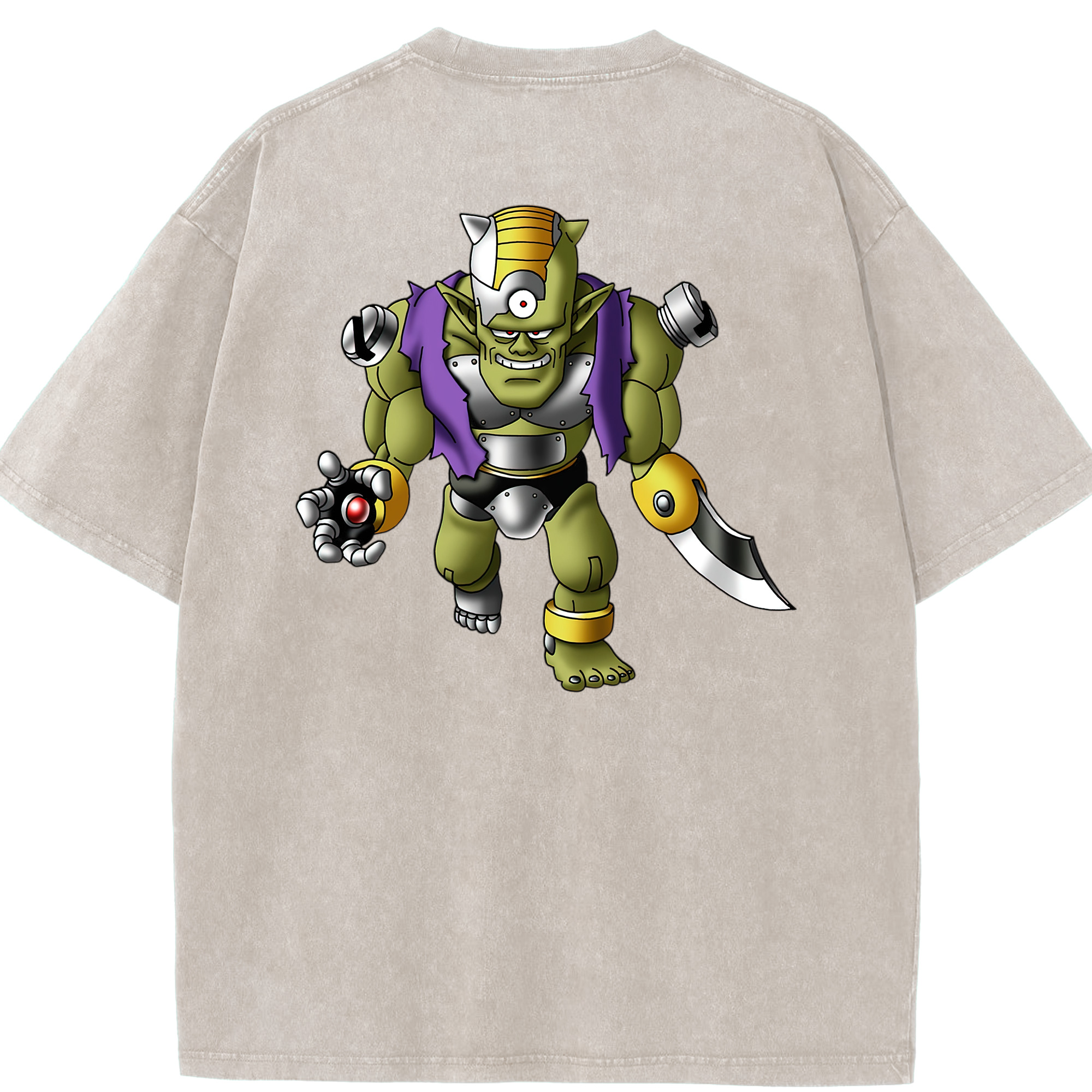 （画像用） ドラゴンクエスト Doragon Kuesuto Dragon Quest 綿100% ヴィンテージ風 半袖Tシャツ（背面プリント）